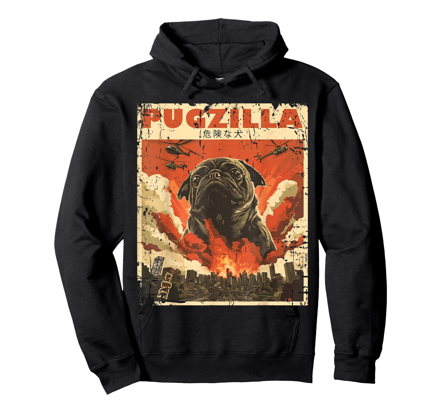 Pug Lover Clothes Pugs Clothing Japan Movie Poster Pugzilla Tee Design for Pug Owner Retro Vintage Apparel Pugs T-Shirt