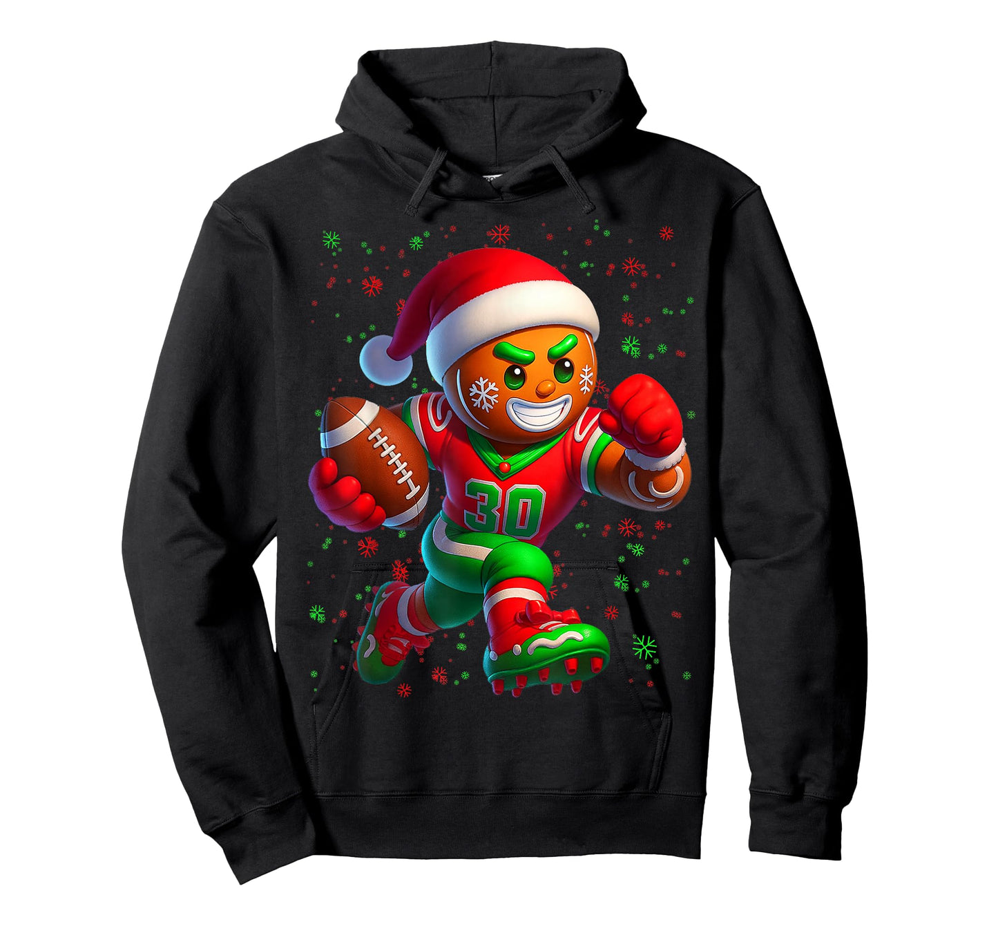 Funny Gingerbread Football Snowflake Christmas Xmas Men Boys T-Shirt