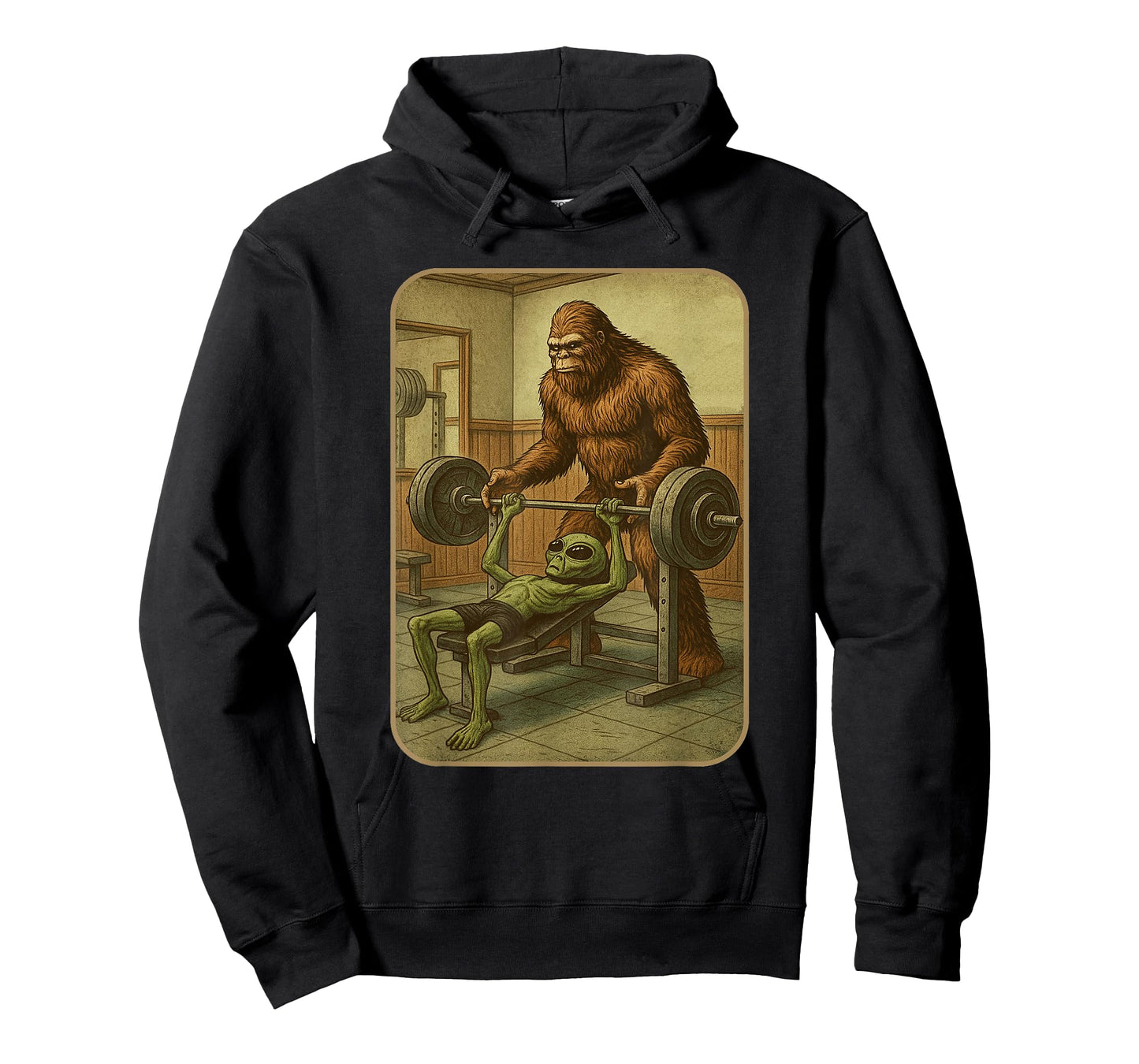 Gym Design Men Women Weightlifting Bigfoot Alien T-Shirt