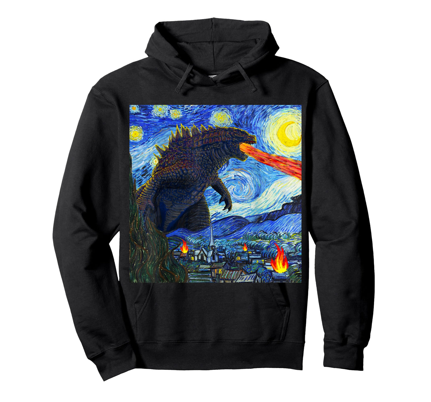 Vintage Japanese Monster Kaiju In Van Gogh Starry Night T-Shirt