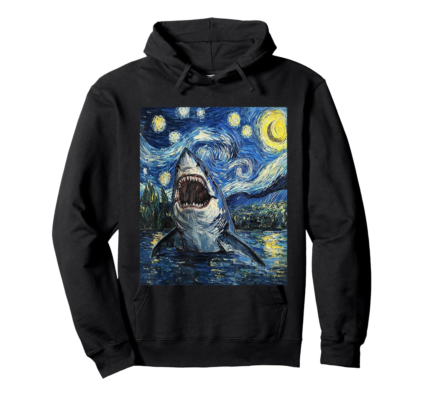 Funny Shark - Van Gogh Style - Starry Night T-Shirt