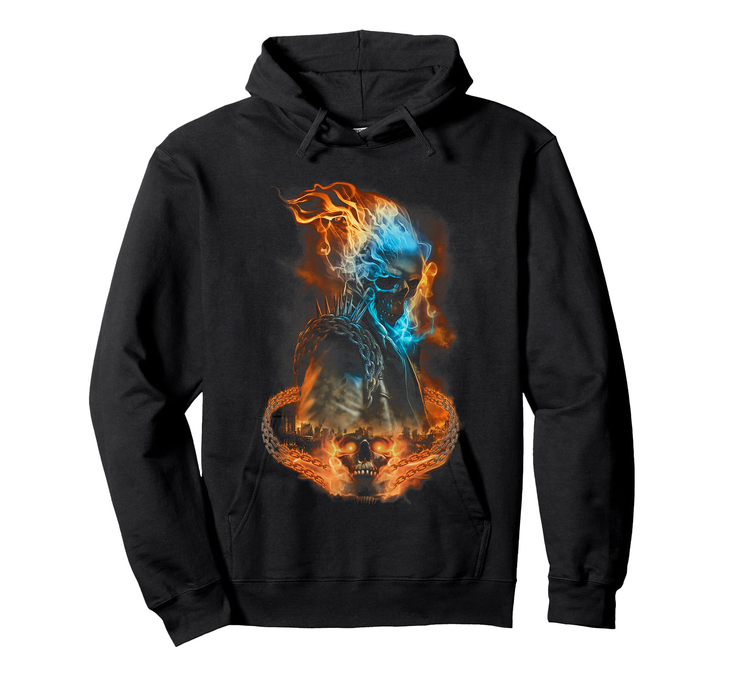 Marvel Ghost Rider Flaming Chains City Portrait T-Shirt