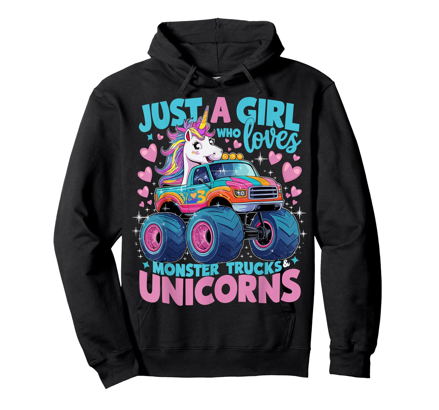 Just a Girl Who Loves Monster Trucks and Unicorns T-Shirt