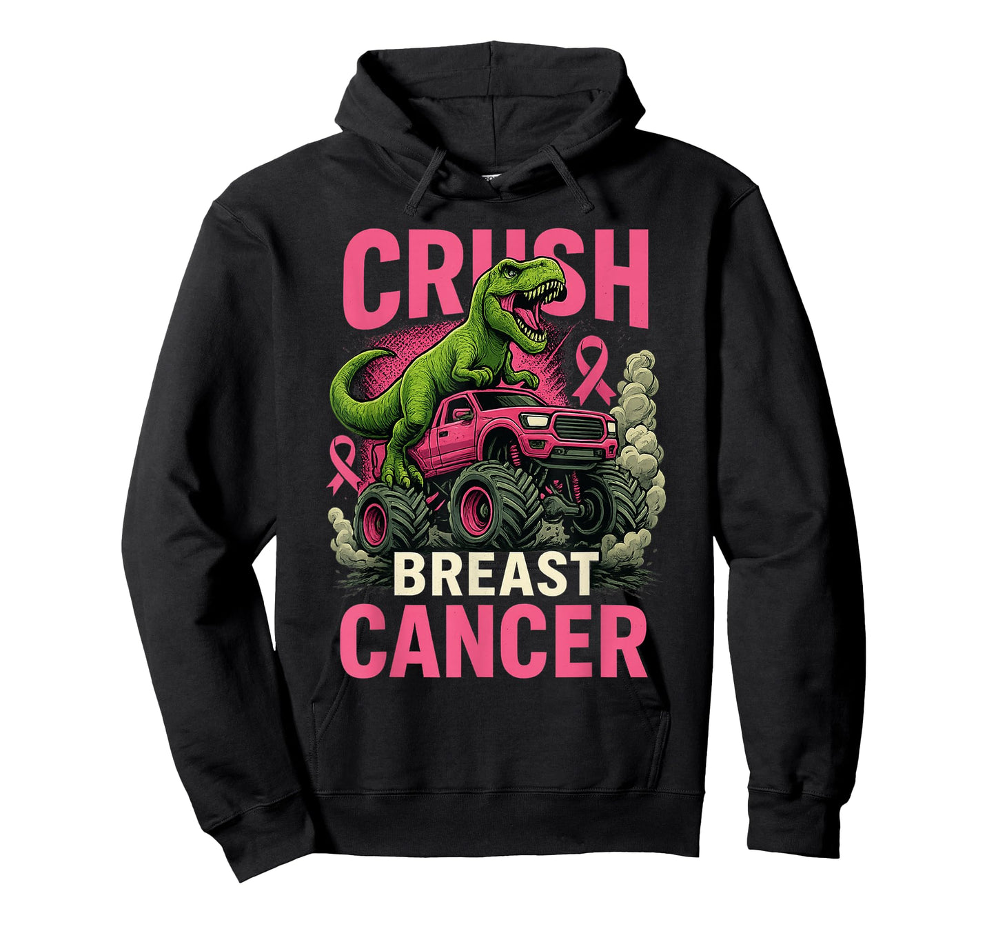Crush Breast Cancer Awareness Monster Truck Toddler Boy Kids T-Shirt