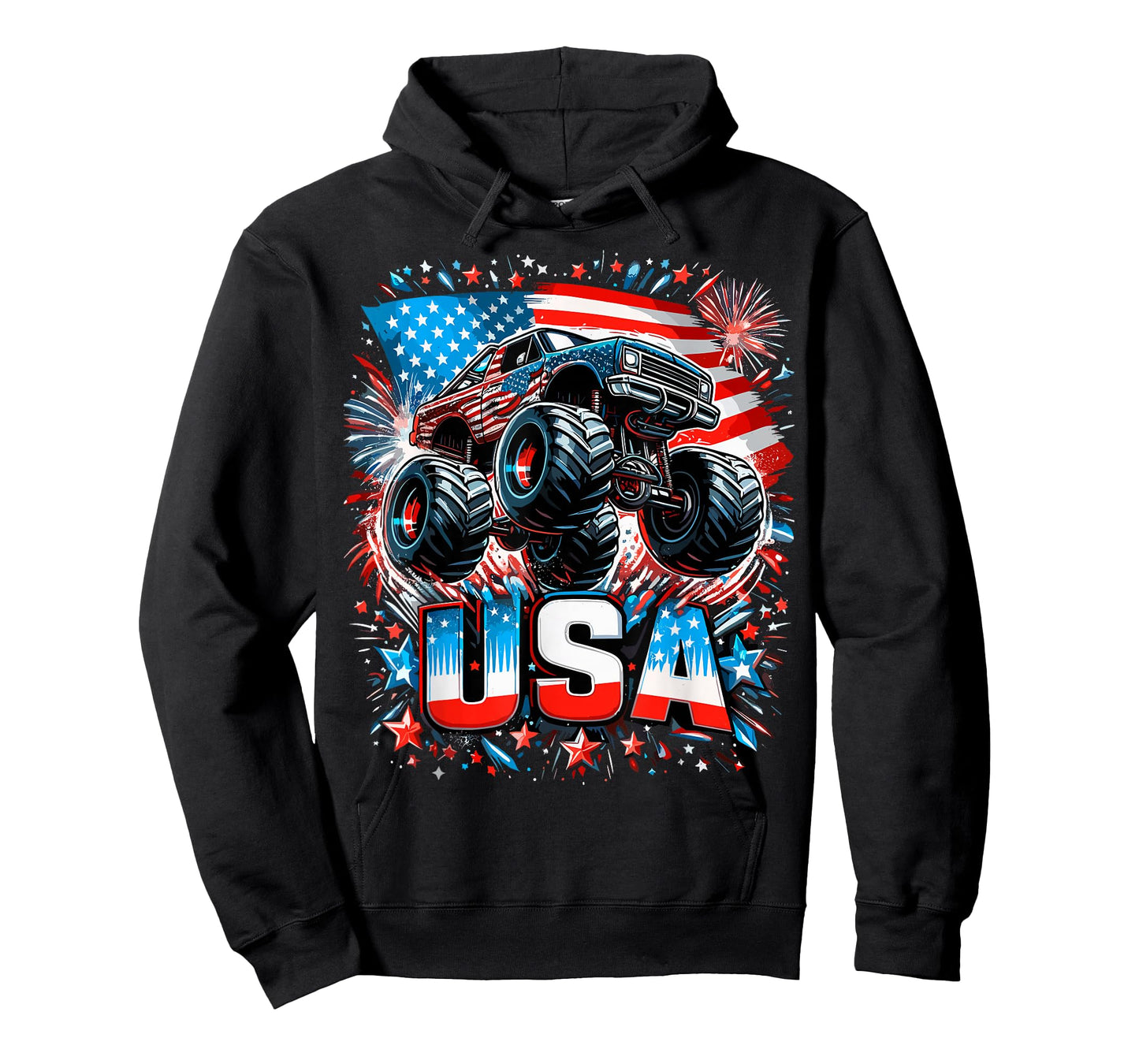 Monster Truck USA American Flag 4th Of July T-Shirt