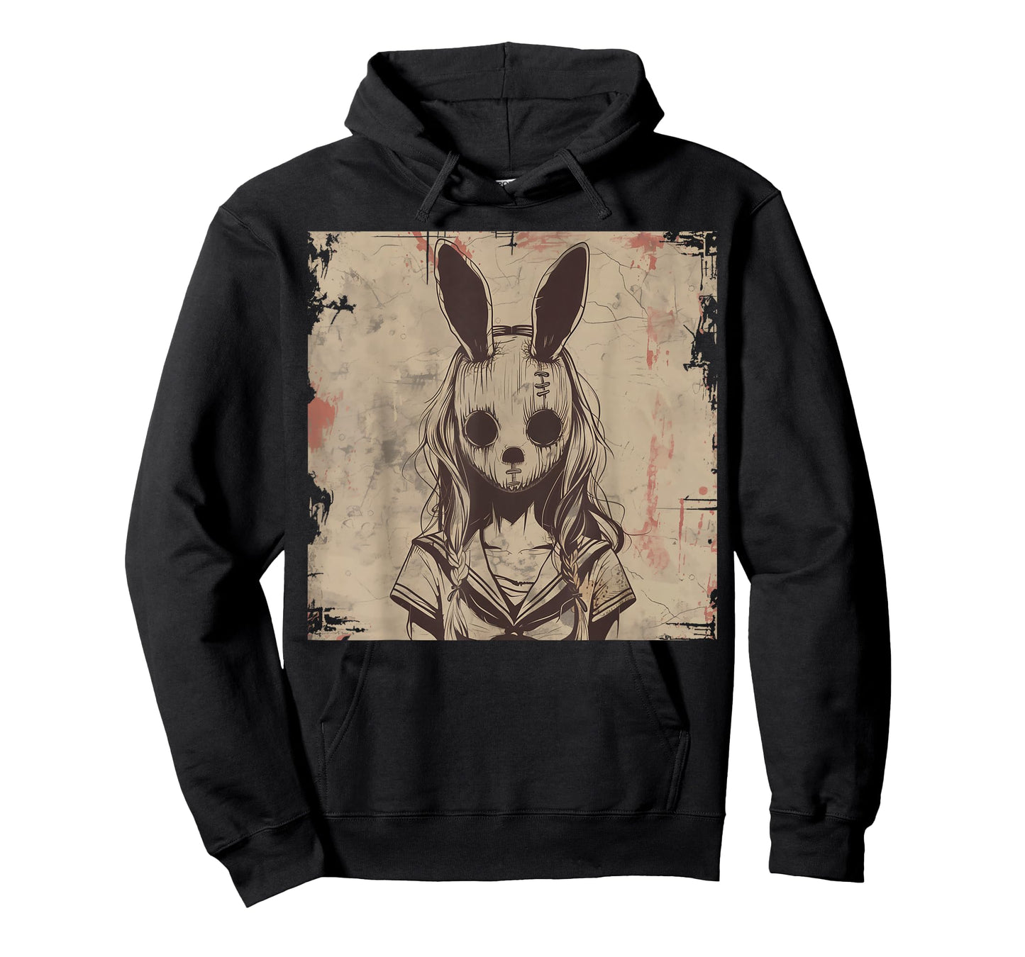 Goth Grunge Creepy Bunny Rabbit Mask Girl Anime Horror Art T-Shirt