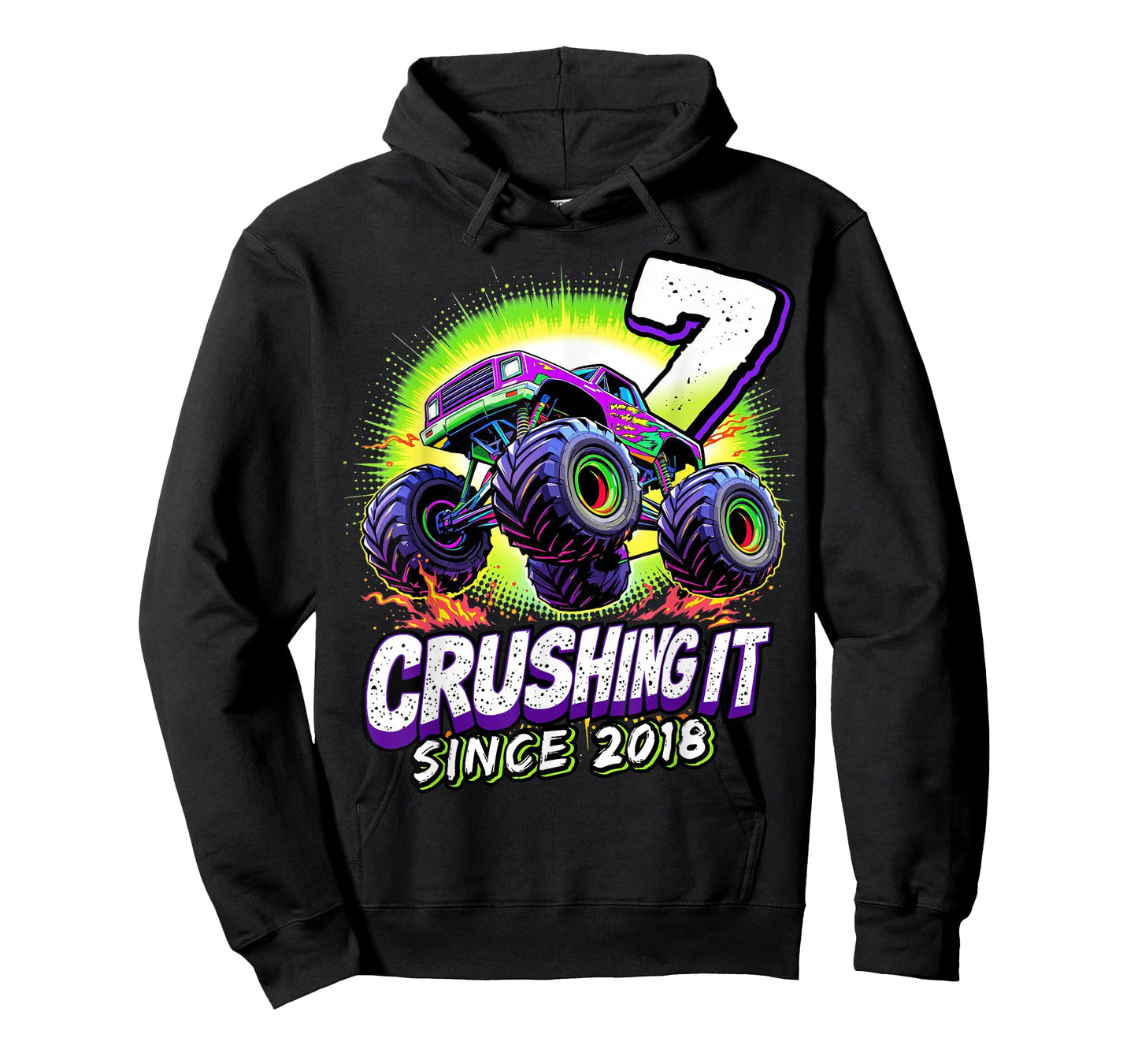 Birthday Monster Truck 7 year Old Boys 7th Party Born 2018 T-Shirt