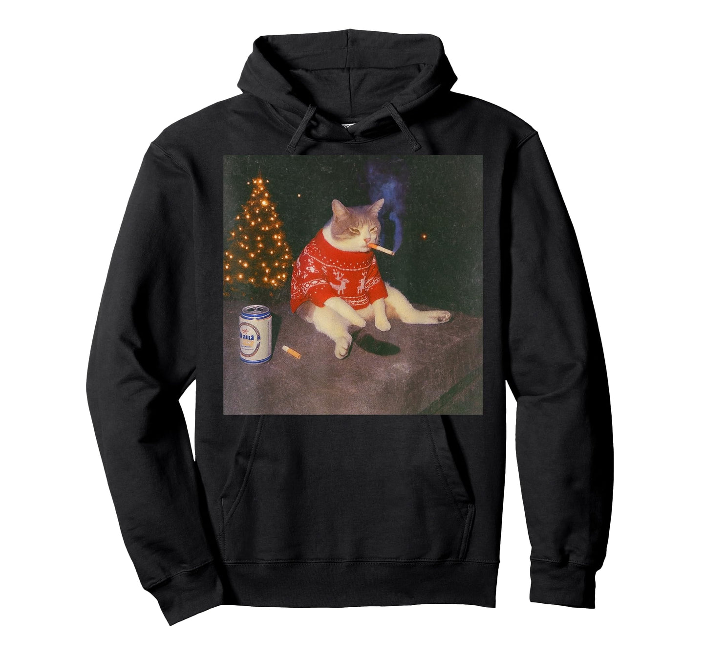 Funny Christmas Smoking Cat Meme Merry Christamas T-Shirt
