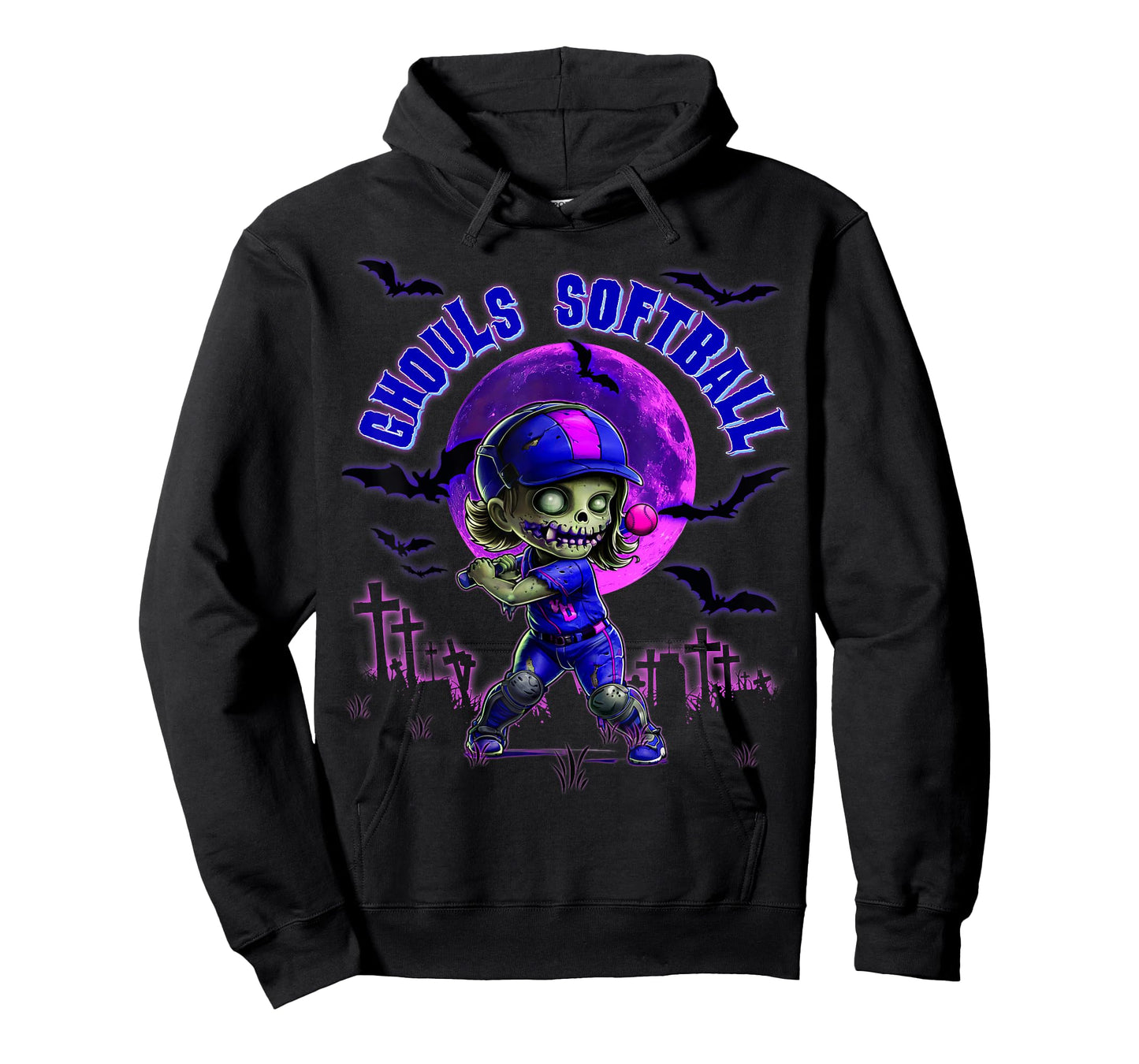 Halloween Softball for Girls Creepy Spooky Zombie Batter T-Shirt