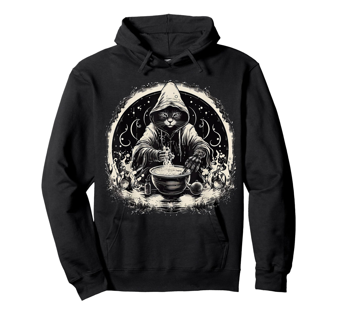 Halloween Black Cat Wizard Vintage Costume T-Shirt for Men Women