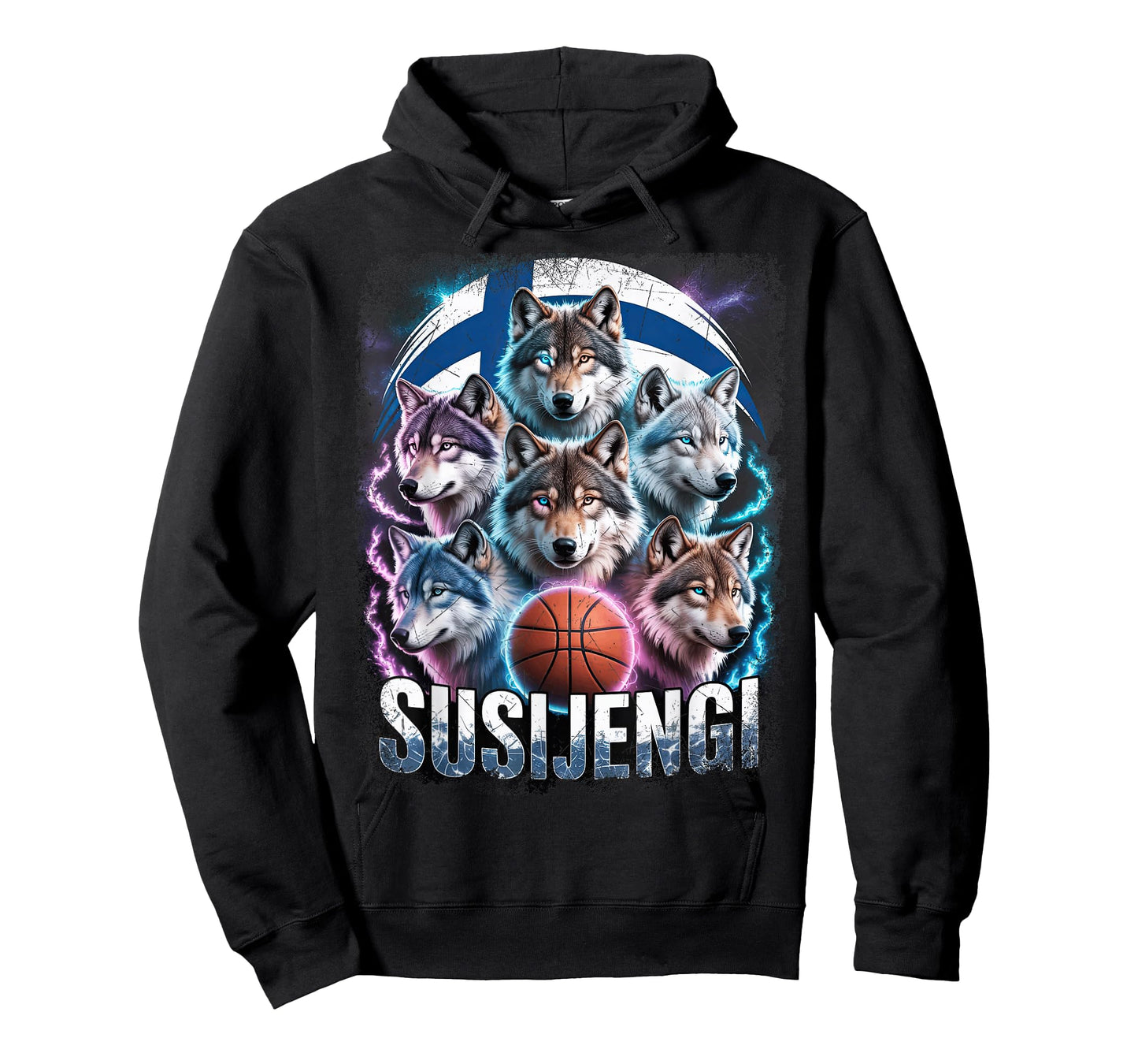 Susijengi Finnish Basketball Fan Suomi Wolf Finland Flag T-Shirt