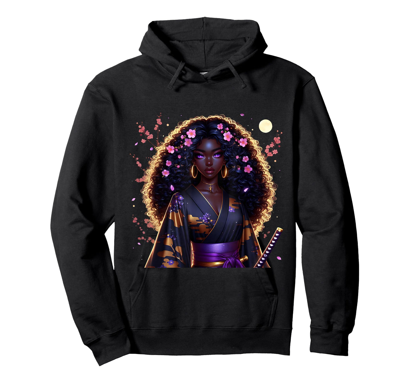 Japanese Anime Samurai Girl Black Cat Women Black Woman T-Shirt