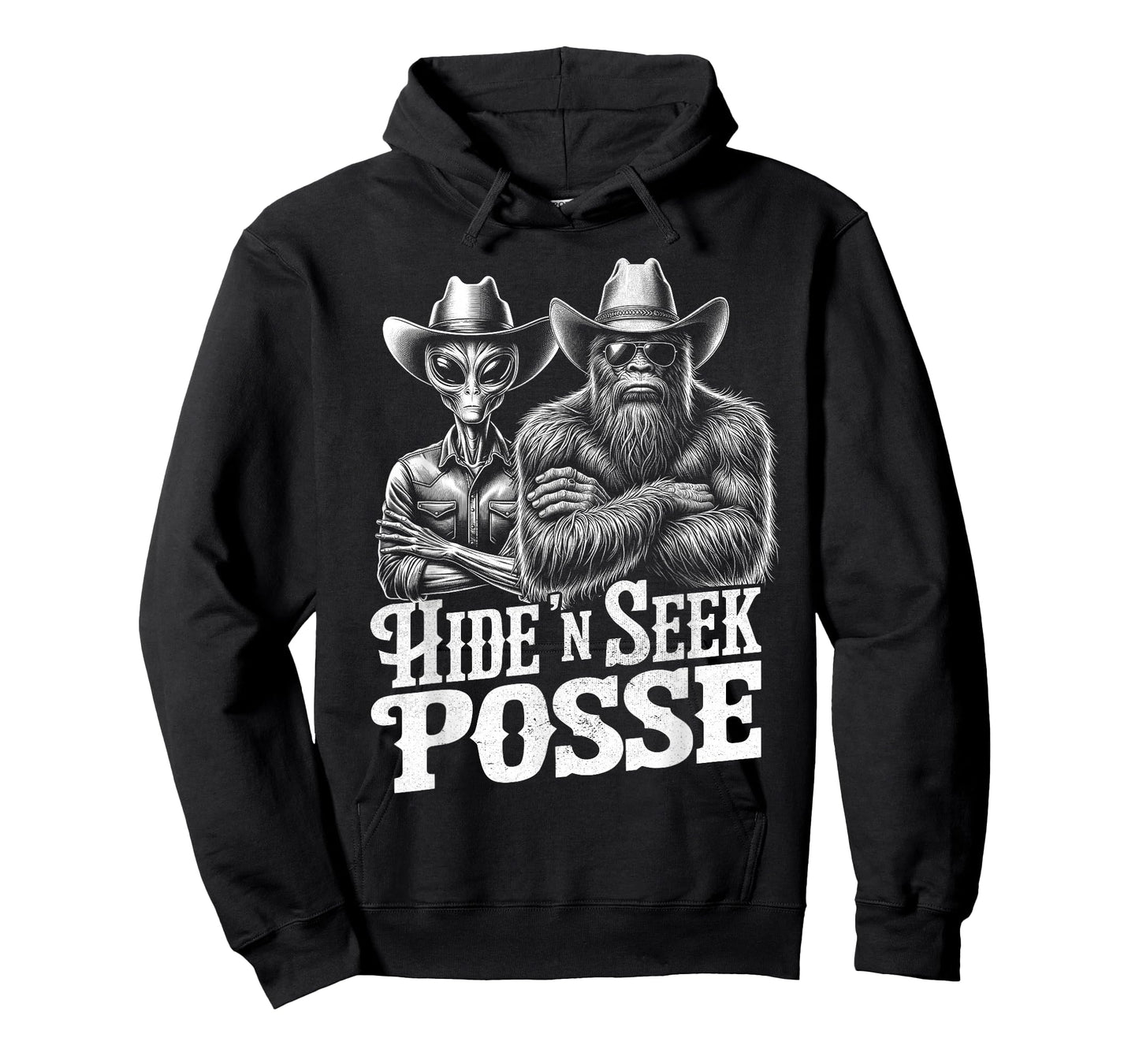 Bigfoot Sasquatch Funny Alien Cowboy Cryptid Hide 'n Seek T-Shirt