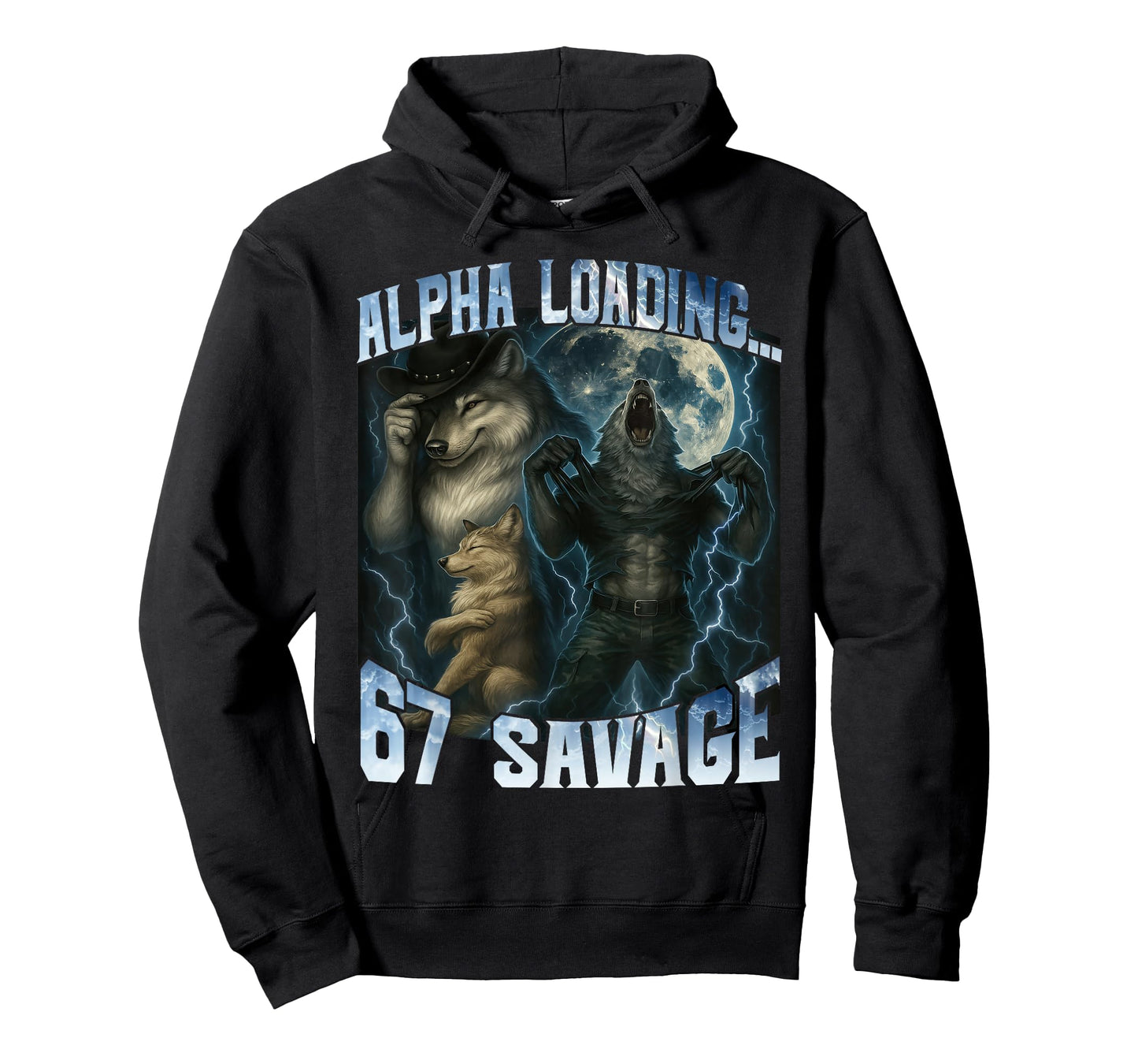Alpha Wolf Loading 67 Percent Savage Funny Wolves Gen Z Meme T-Shirt