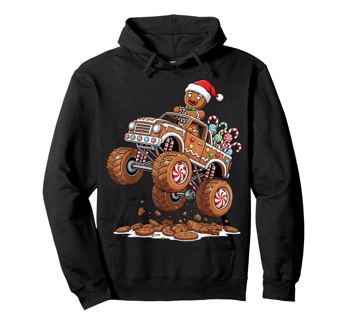 Monster Truck Gingerbread Man Funny Christmas Baking T-Shirt