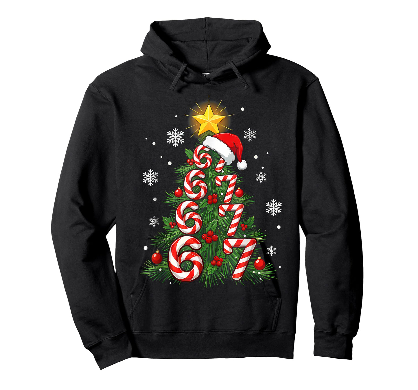 67 Christmas Tree Candy Cane Holiday Six Seven Meme Xmas T-Shirt