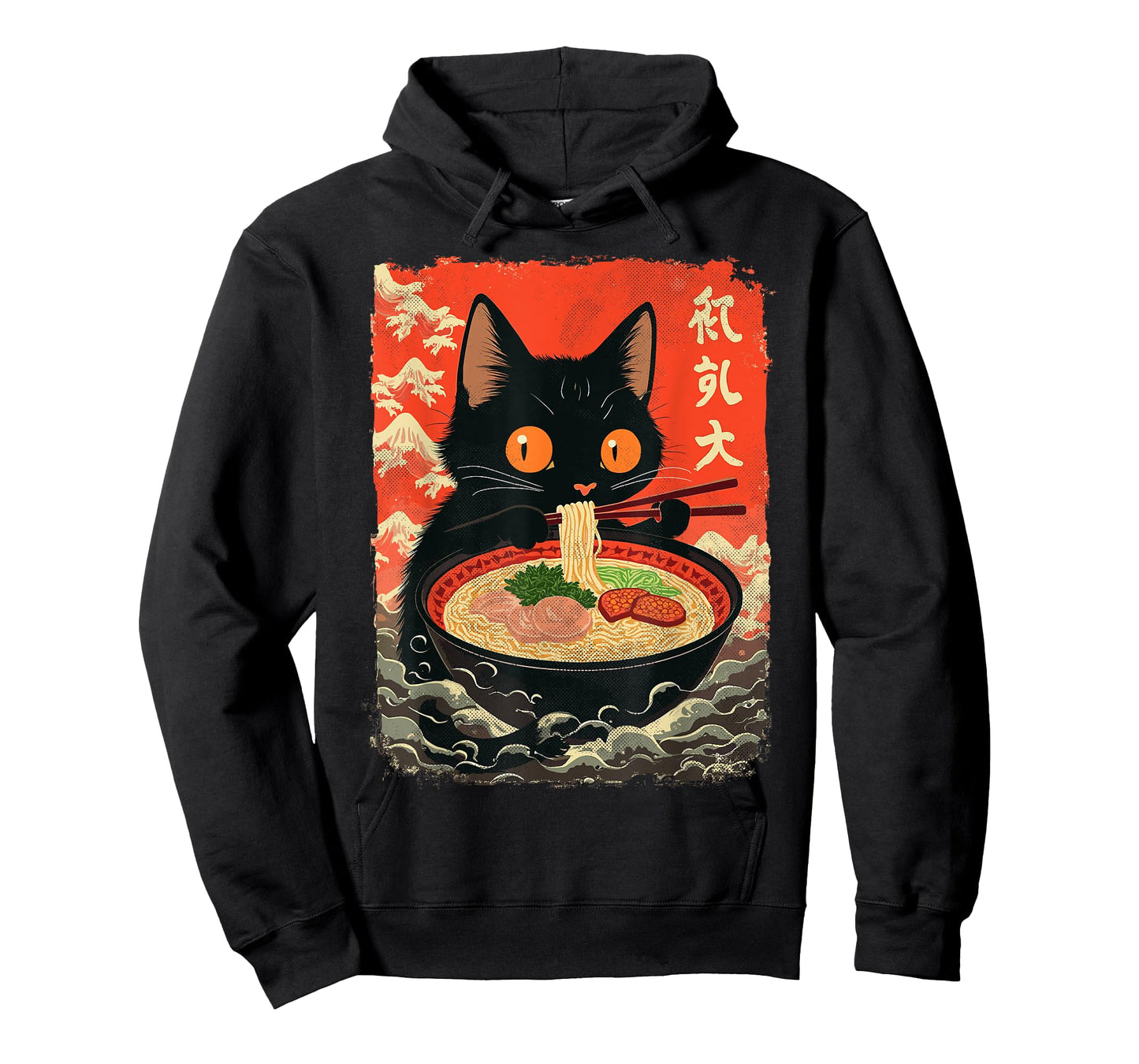 Neko Cat Eating Ramen Anime Kawaii Japanese Noodle Graphic T-Shirt