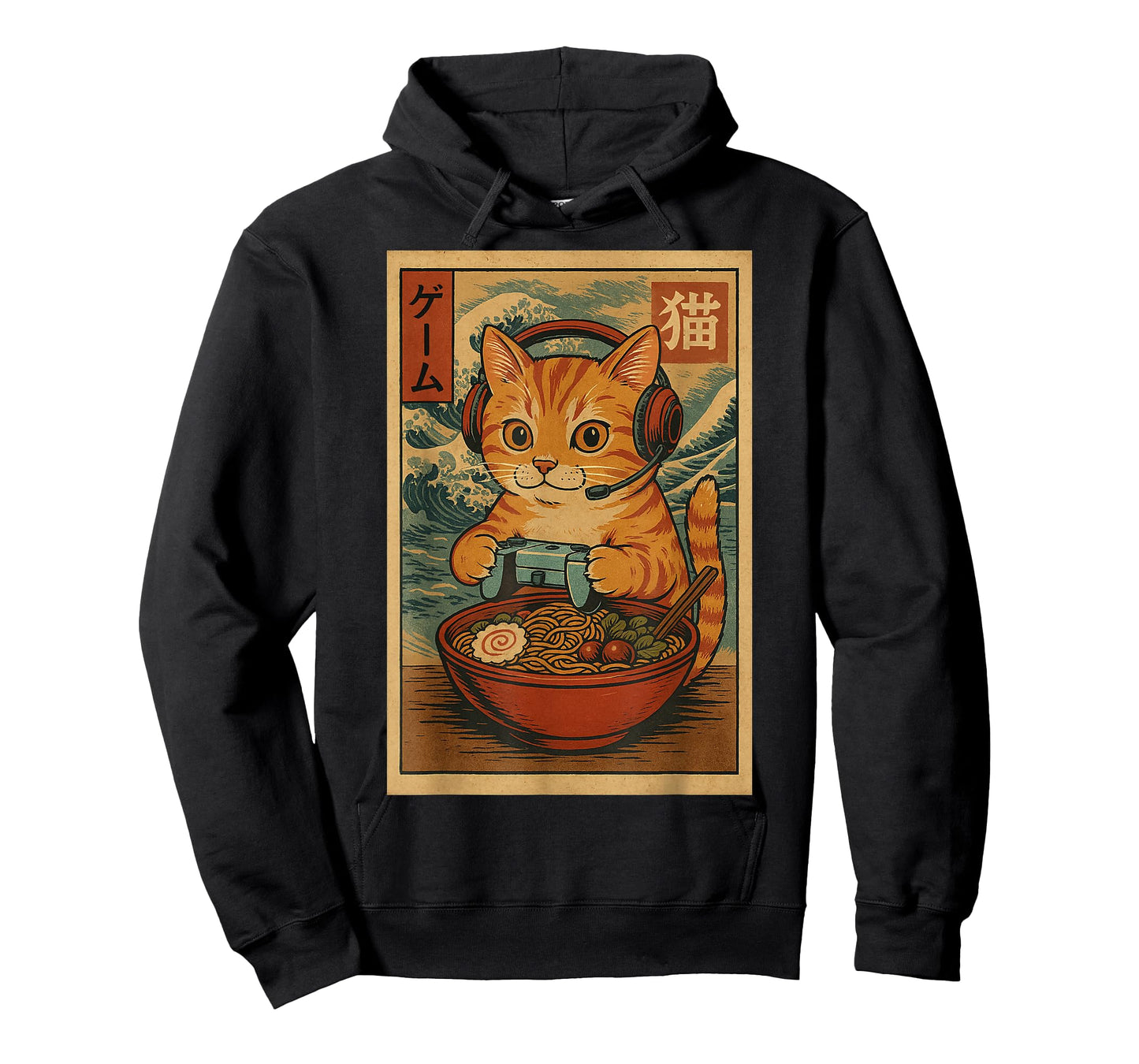 Kawaii Anime Gamer Cat Ramen Retro Japanese Gaming Funny T-Shirt