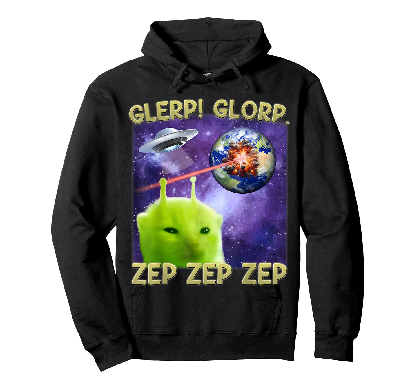 Glerp Glorp Funny Alien Cat Brainrot Dank Memes Men Women T-Shirt