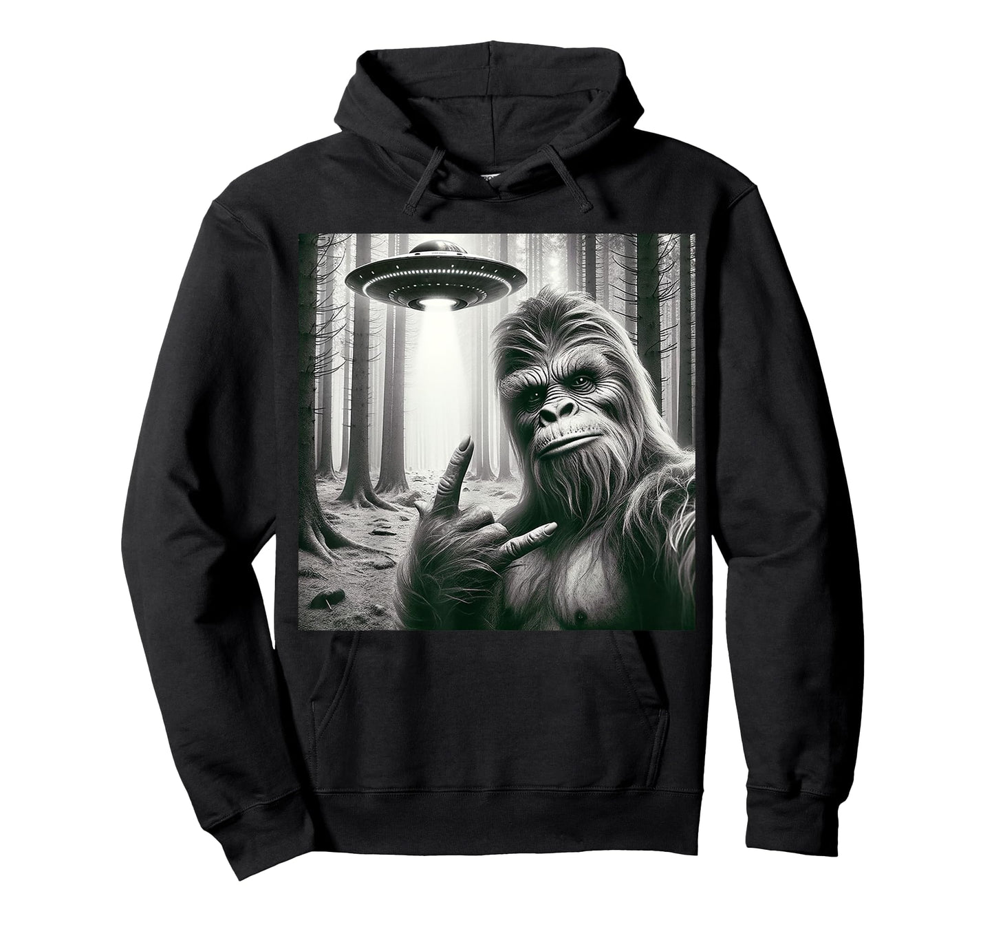 Funny Bigfoot Sasquatch Alien UFO Selfie Graphic Men Women T-Shirt
