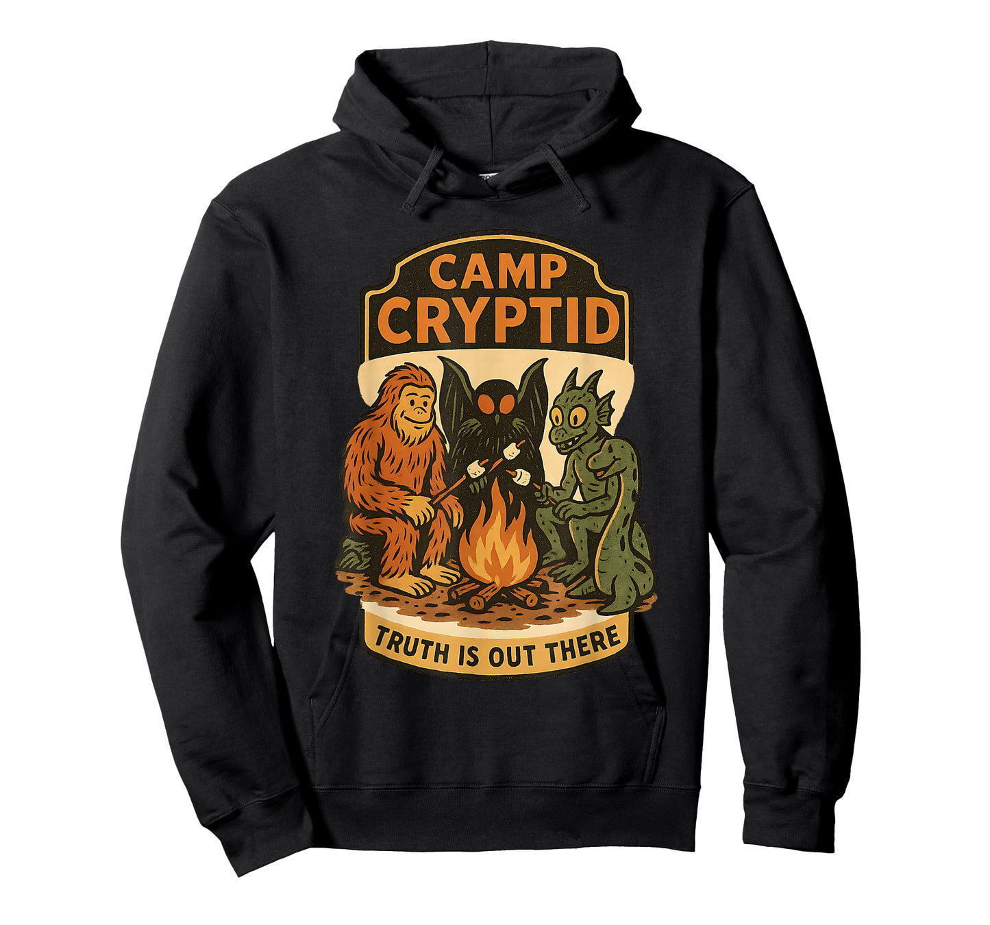 Funny Camp Cryptid Bigfoot Mothman Jackalope Retro Camping T-Shirt