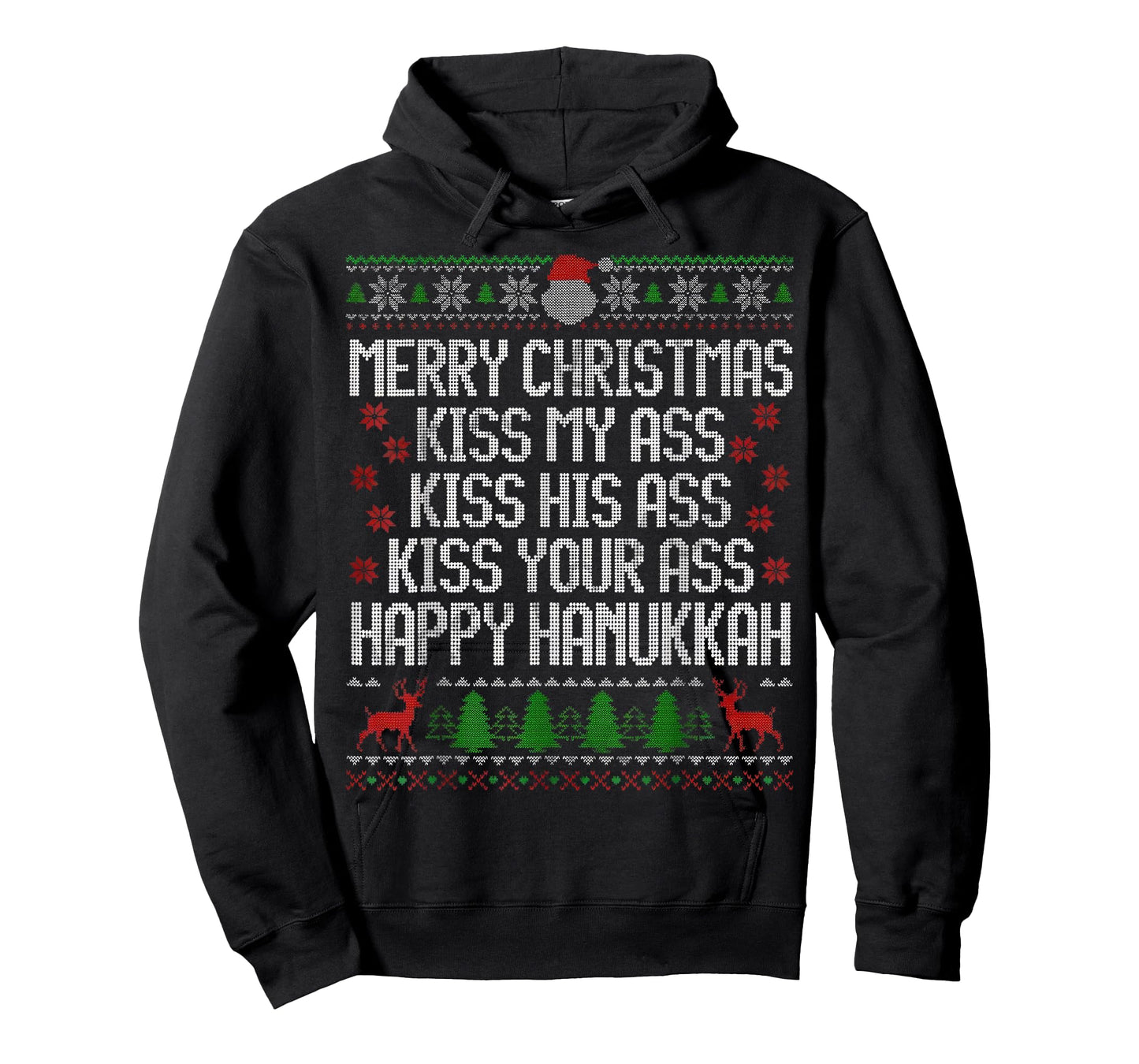 Funny Christmas Kiss My Ass Happy Hanukkah Humor T-Shirt