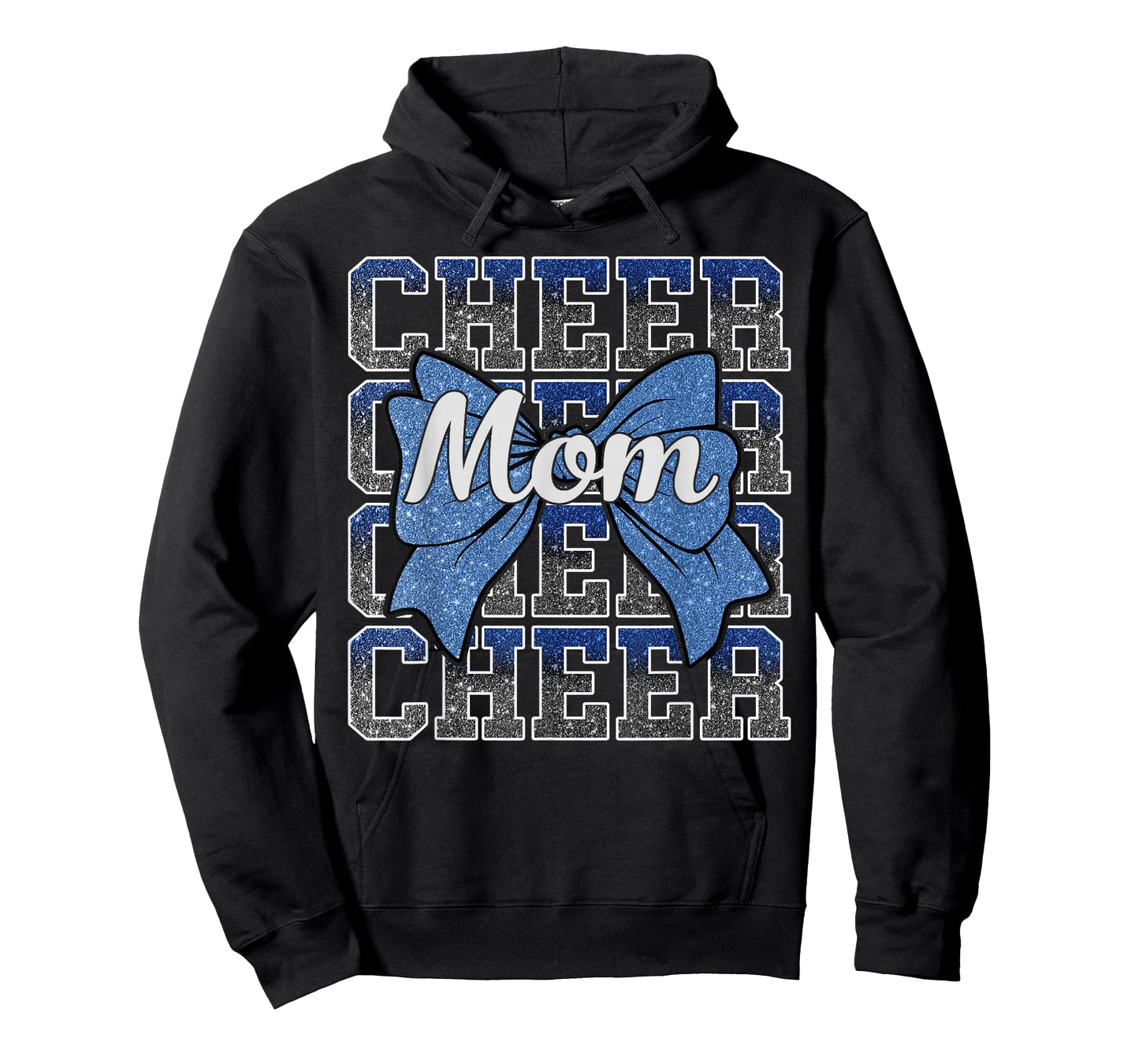 Cheer Mom Blue Bow Cheerleader Competition Game Day T-Shirt