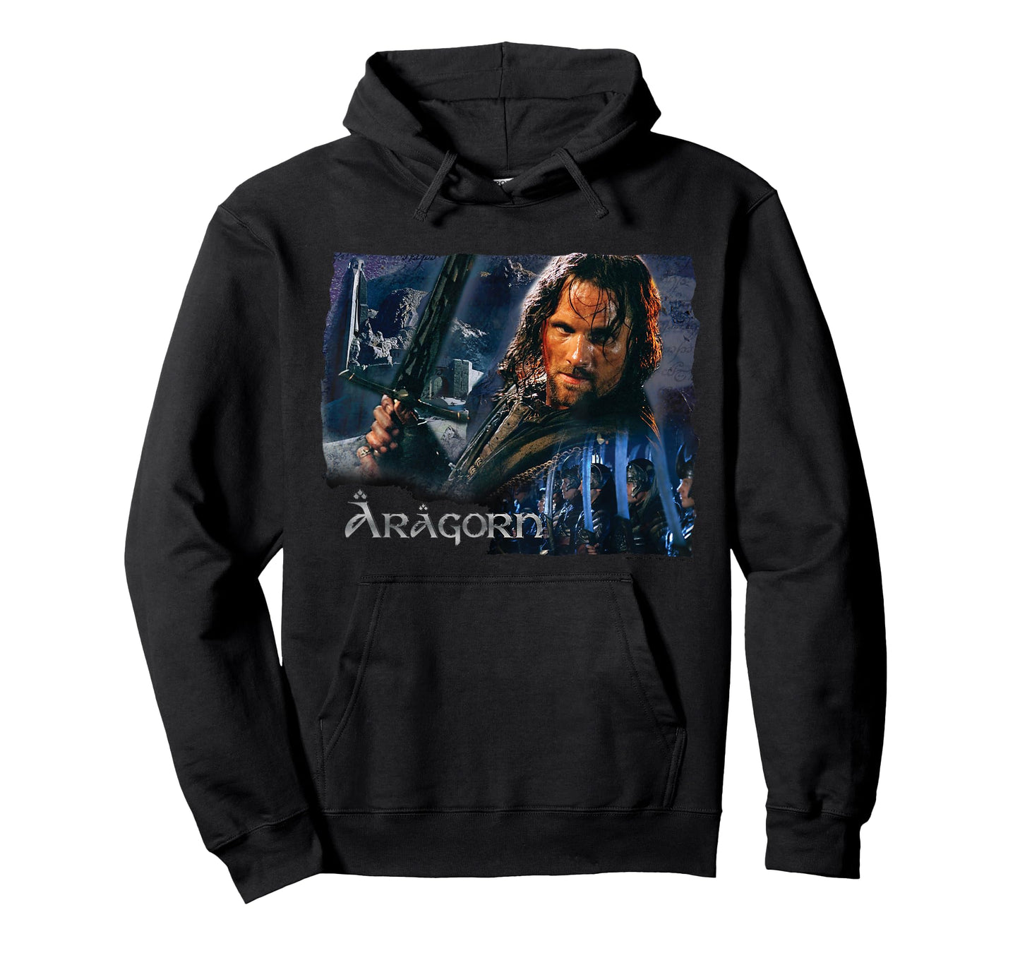 NEW LINE CINEMA Aragorn T-Shirt - Men's Black Short Sleeve Movie Character T-Shirt - Small