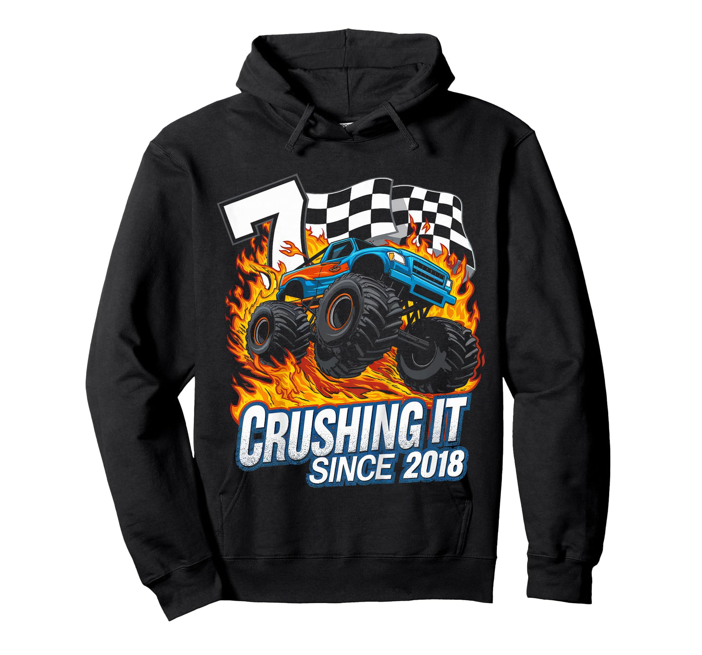 Kids Birthday 7 Years Old Boys Monster Truck Born 2018 7th Party T-Shirt