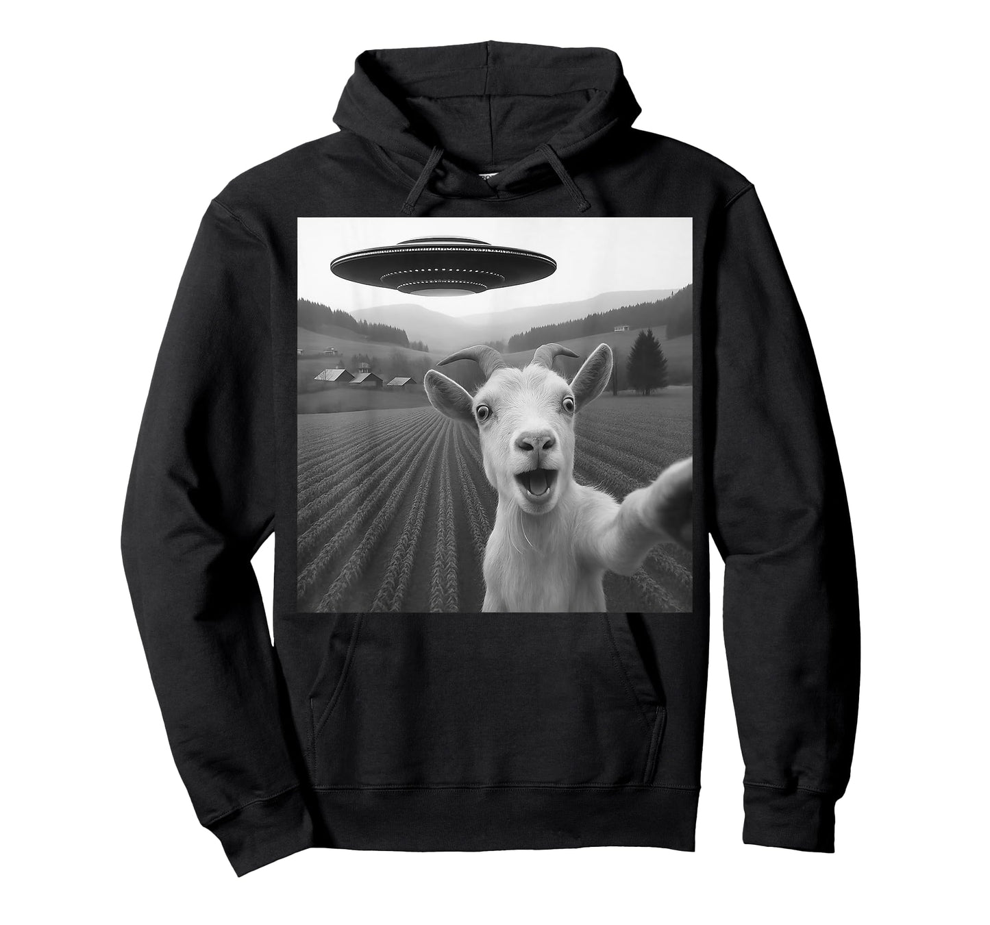 Goat Selfie with Alien UFO Funny Gifts for Men Women Boy Kid T-Shirt