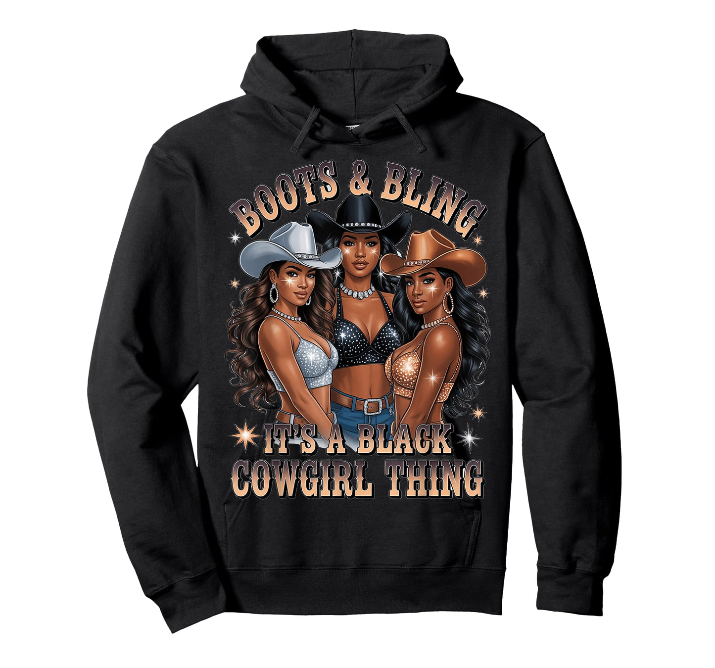 Black Cowgirl Sexy Boots Bling BLACK Cowgirl Thing Melanin T-Shirt