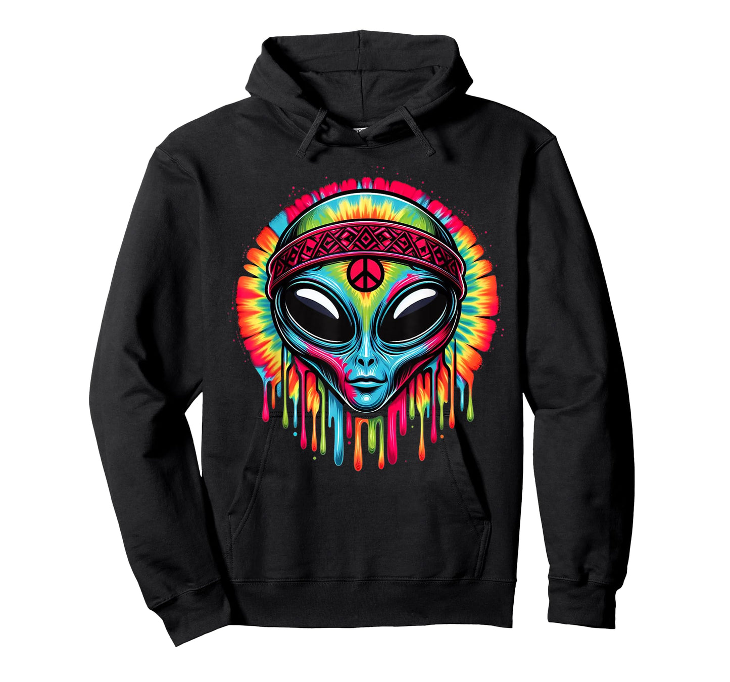Tie-Dye Alien Peace Sign Funny Boho Hippie T-Shirt