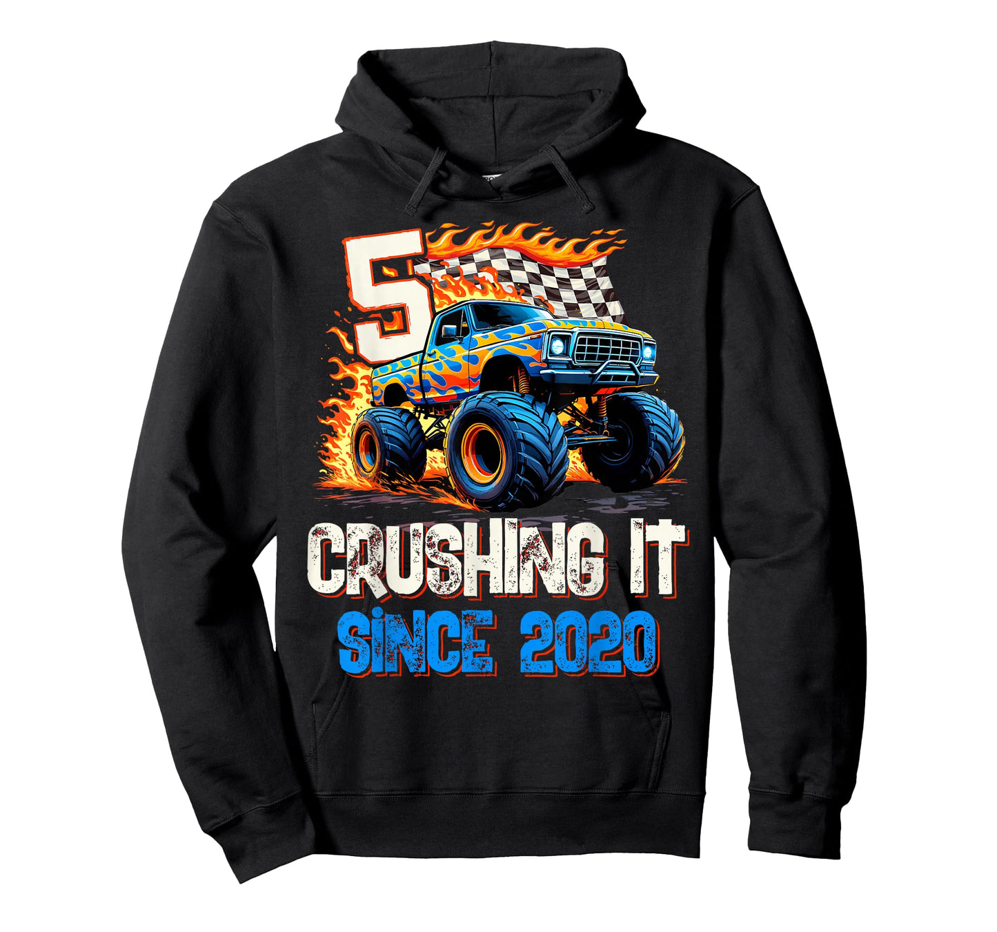 5 Crushing It Since 2020 5th Birthday Monster Truck T-Shirt