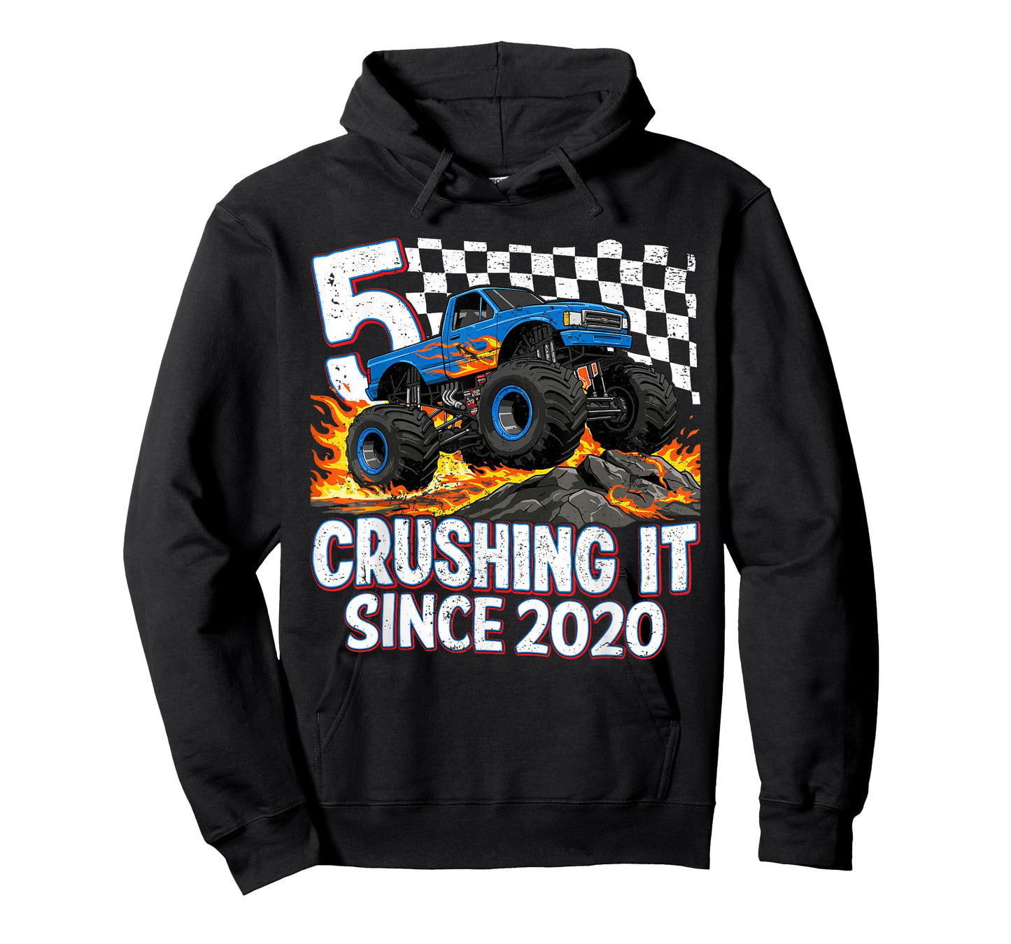 5th Birthday Monster Truck 5 year Old Boys Party Born 2020 T-Shirt