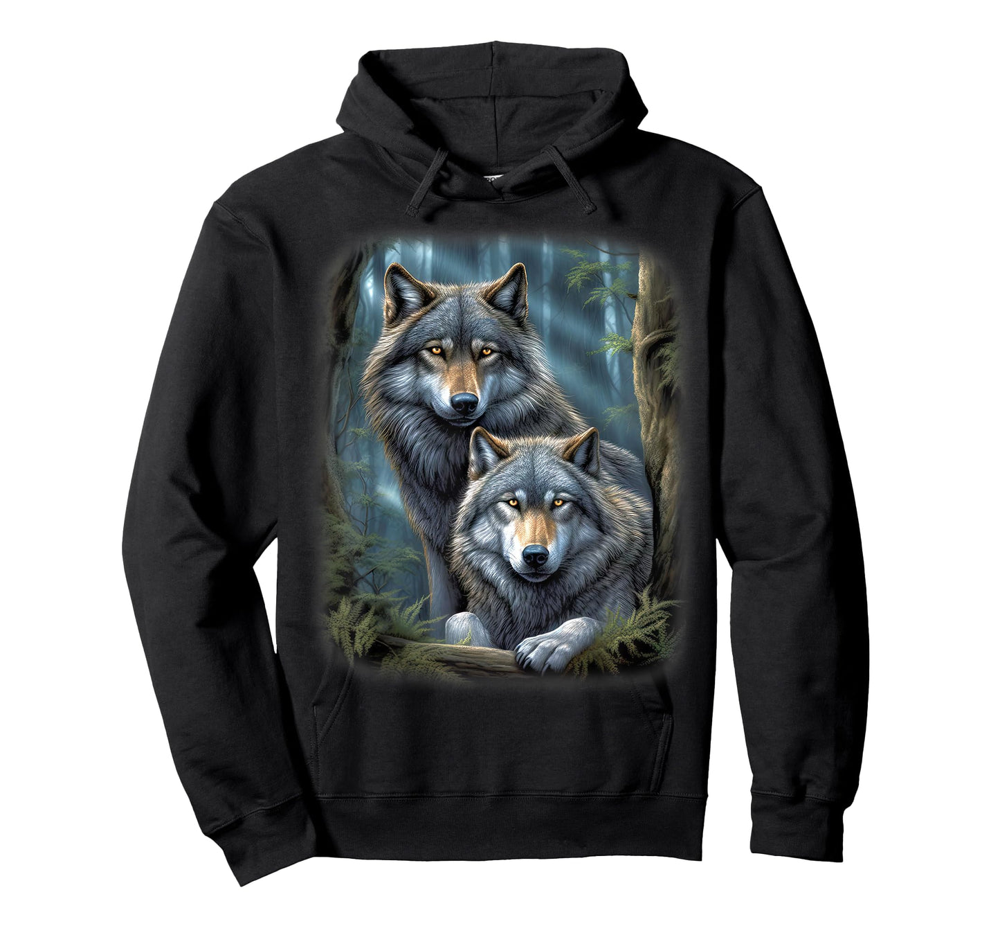 Wolf Wolves in Forest by Night Moon Fantasy Art Wildlife T-Shirt