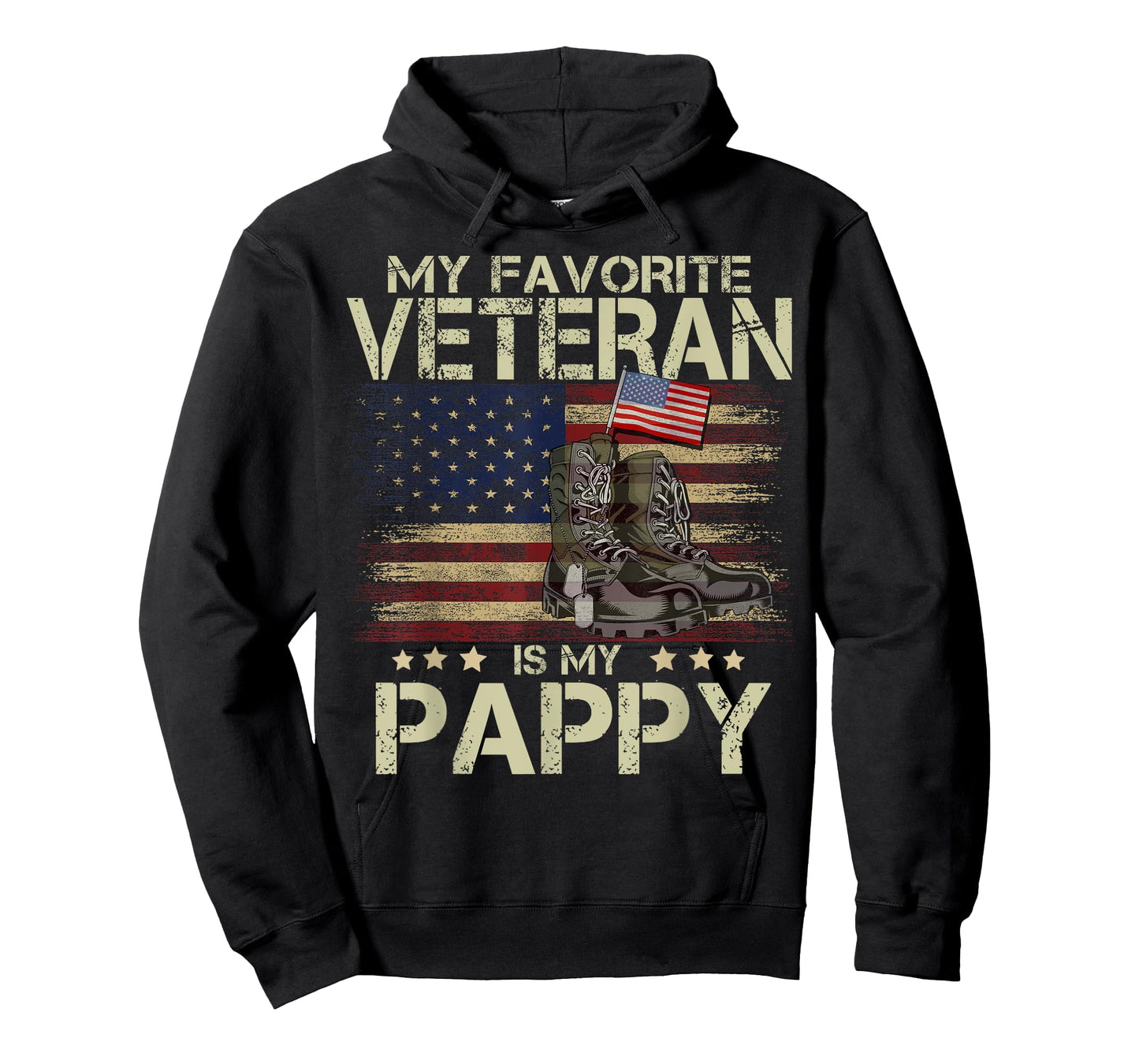 My Favorite Veteran Is My Pappy Shirt Flag & Military Boots T-Shirt