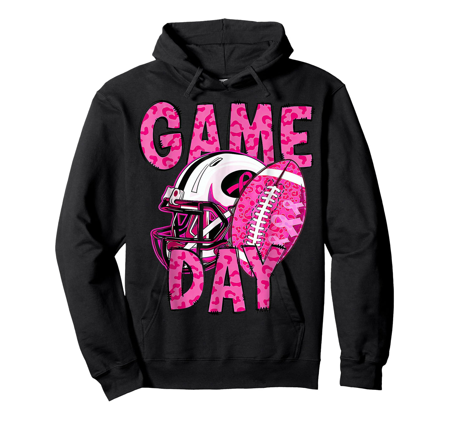 Leopard Game Day Pink American Football Breast Cancer T-Shirt