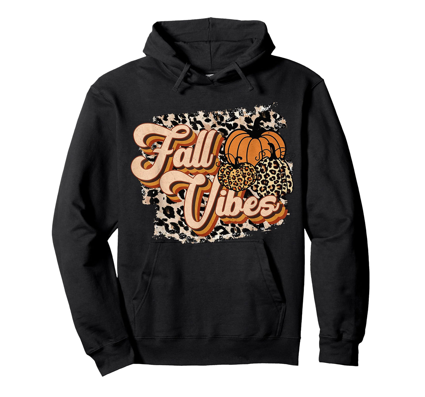 Fall Vibes Leopard Groovy Thanksgiving Autumn For Women Girl T-Shirt