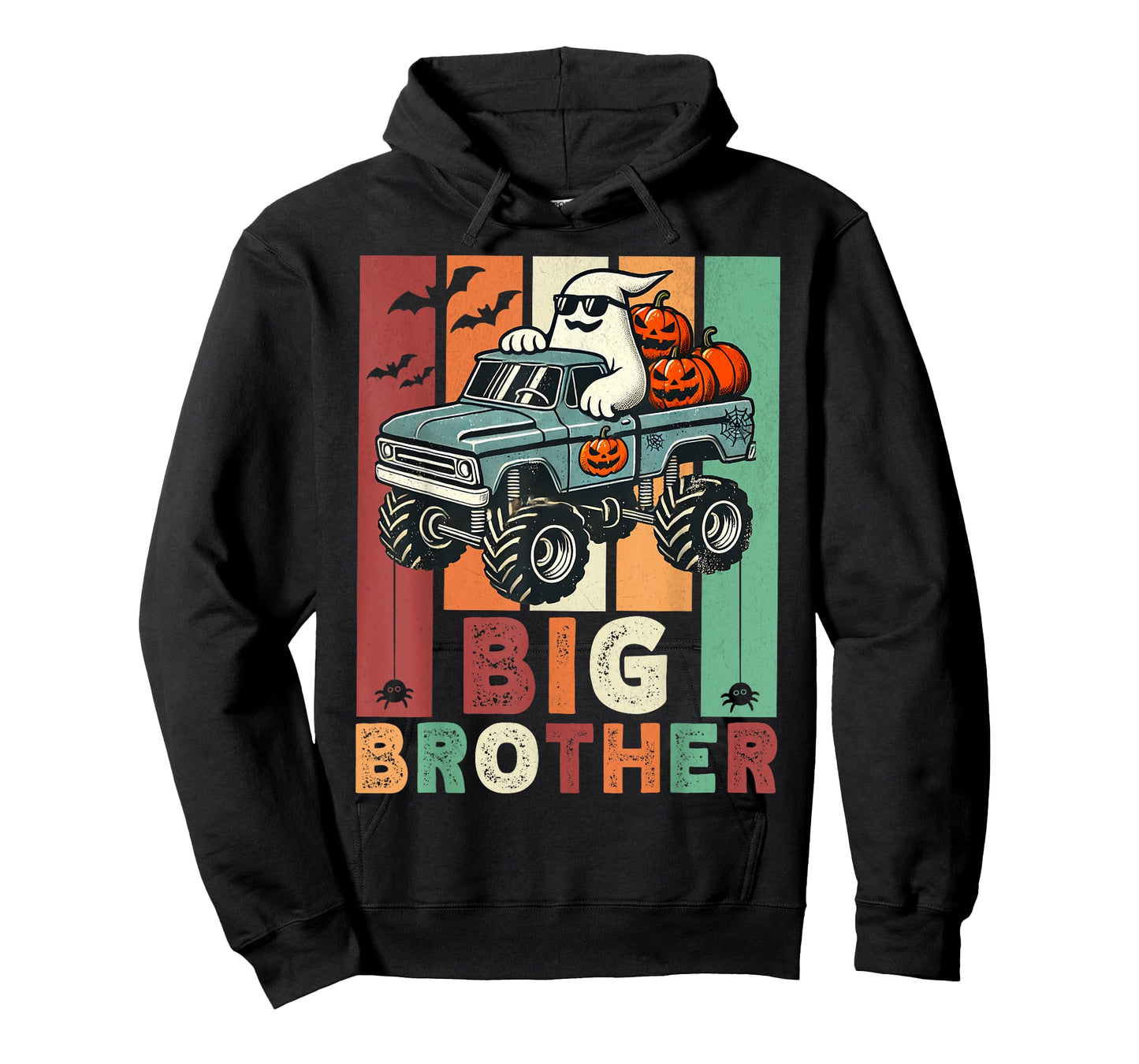 Vintage Ghost Monster Truck Halloween Big Brothers Pumpkins T-Shirt