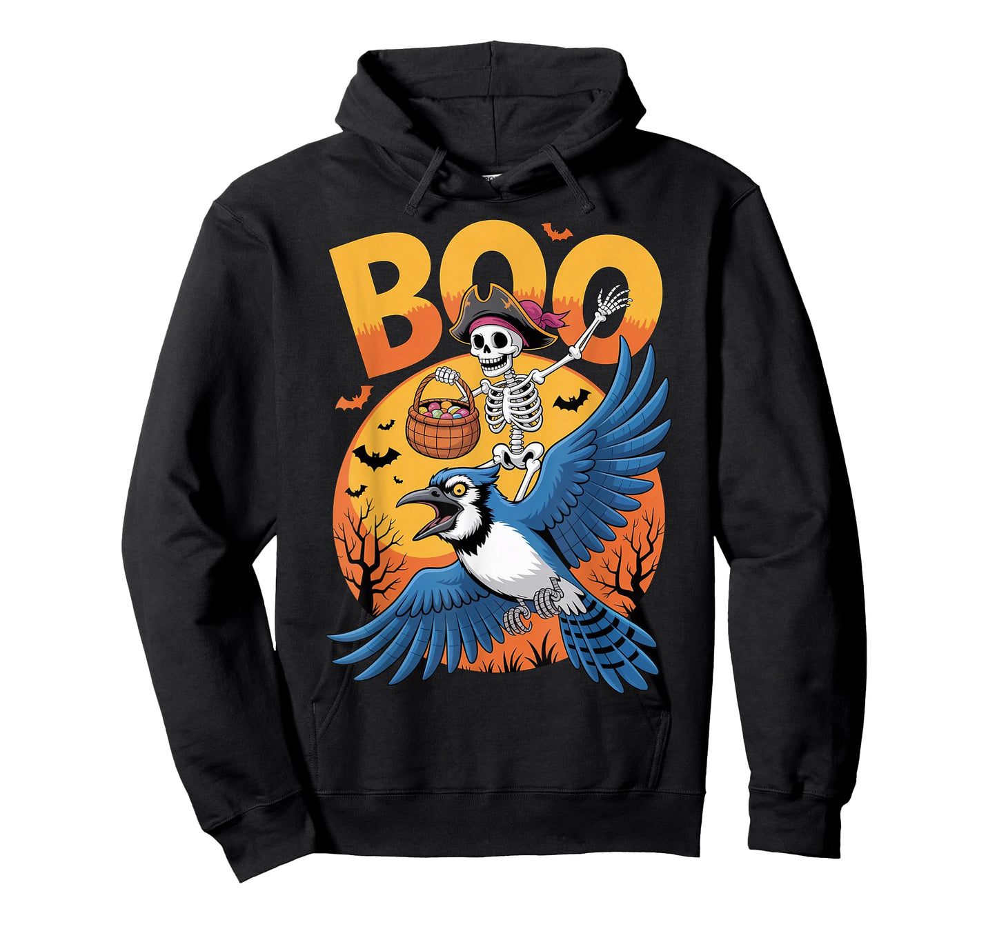 Spooky Blue Jay Bird Costume on Boo Blue Jay Bird Halloween T-Shirt