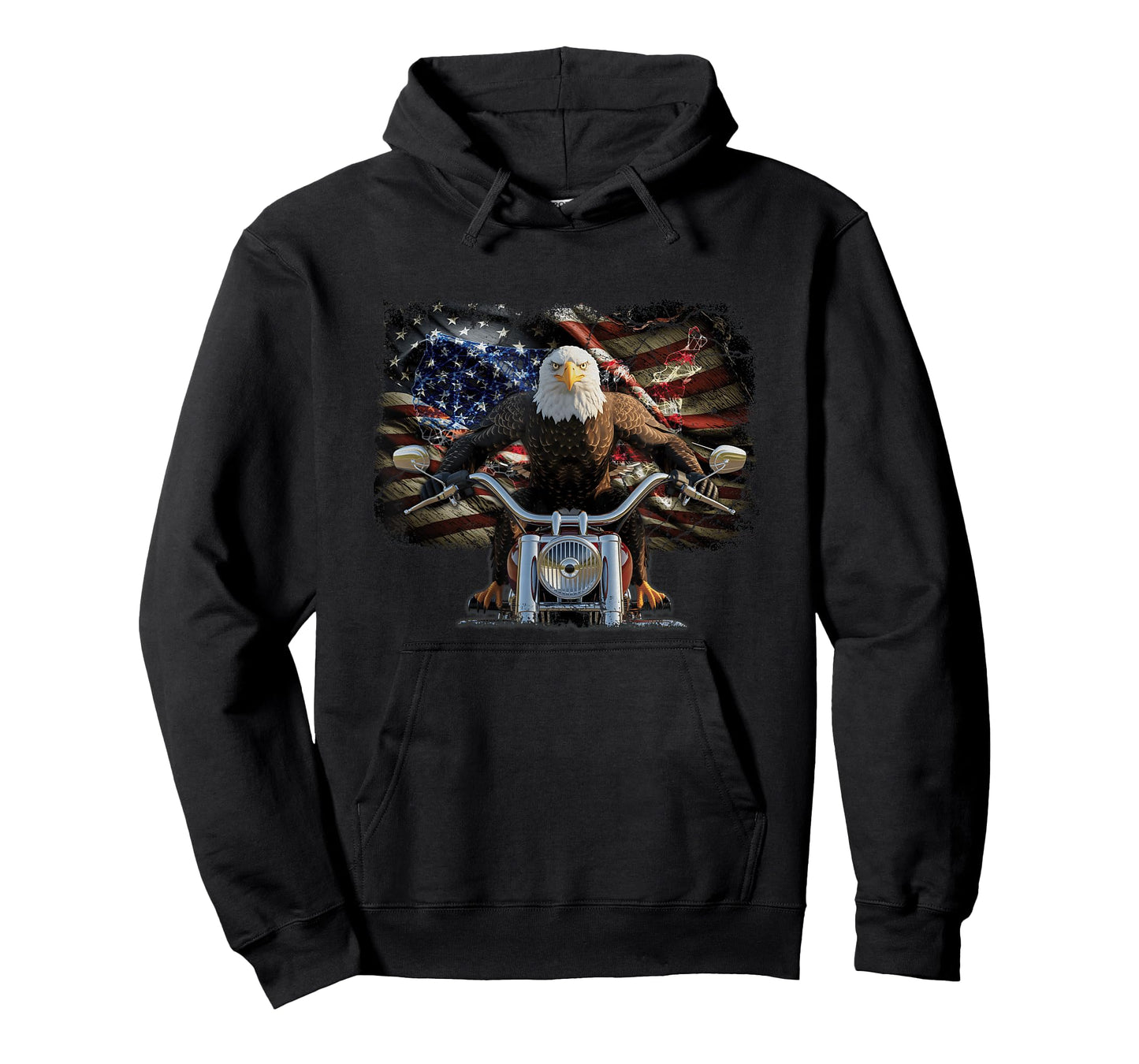 American Flag Eagle Riding Motorcycle Biker USA Patriot T-Shirt