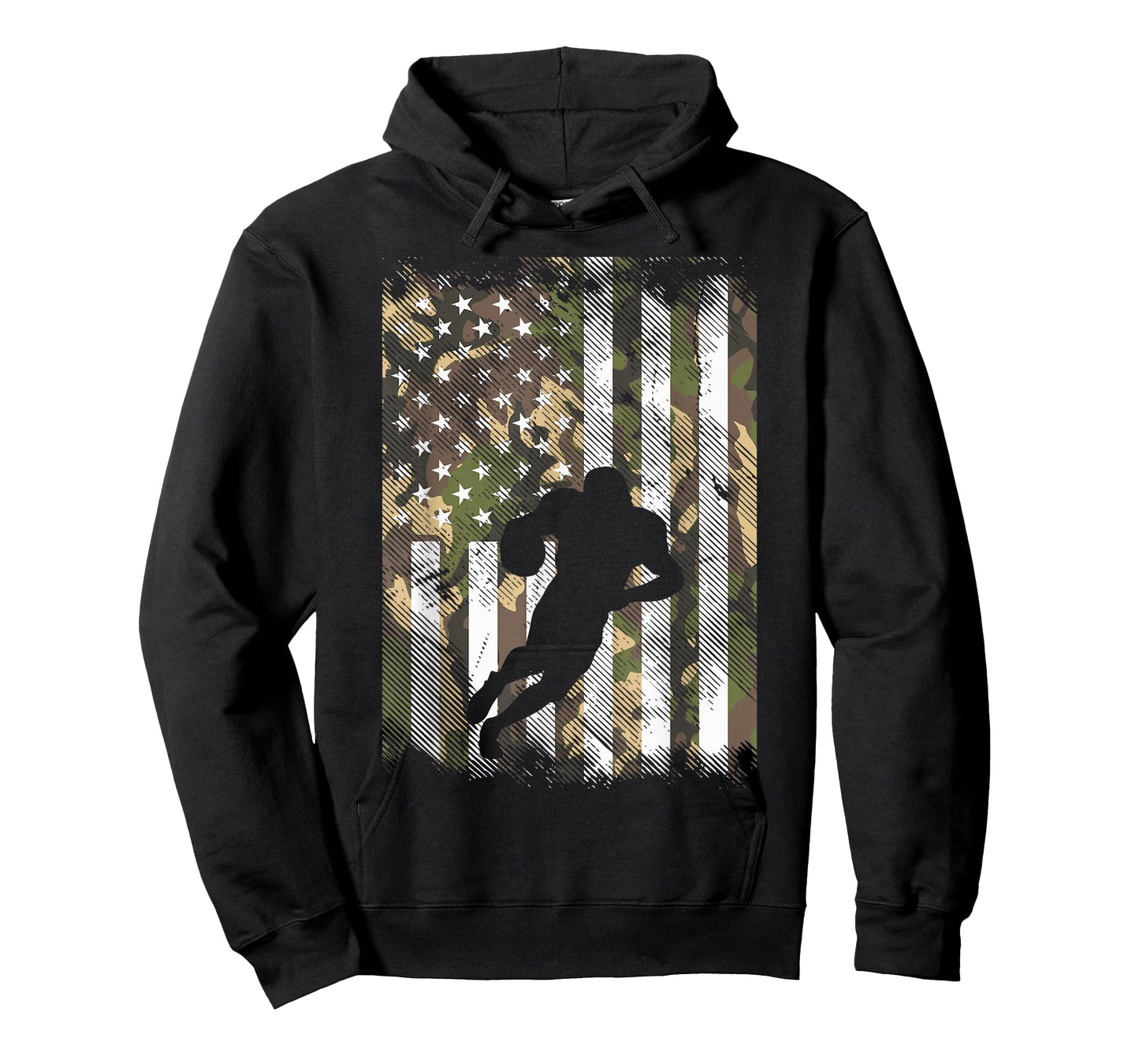 Camo US Flag American Football Player Vintage Patriotic T-Shirt