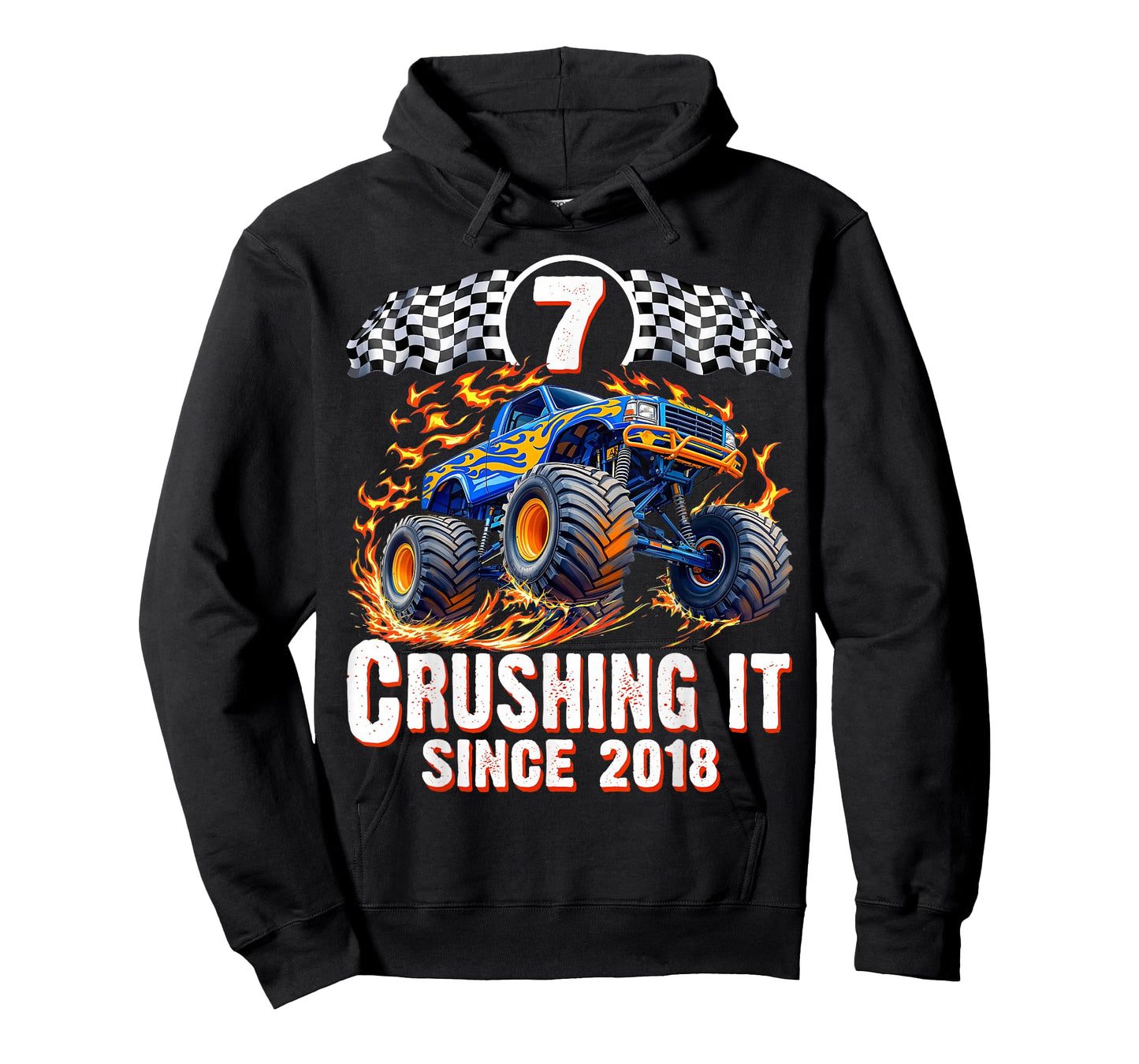 Birthday Monster Truck 7 year Old Boys 7th Party Born 2018 T-Shirt