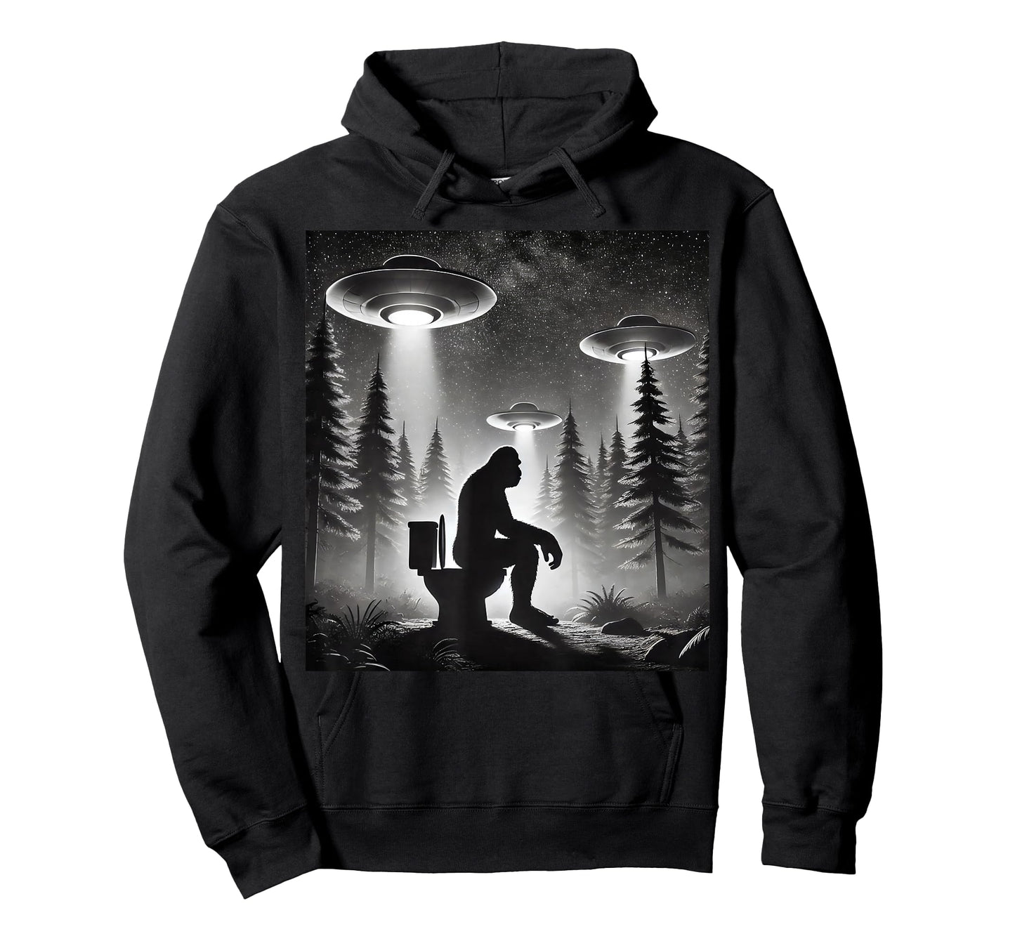 Funny Bigfoot Sasquatch Taking a Dump Alien UFOs T-Shirt