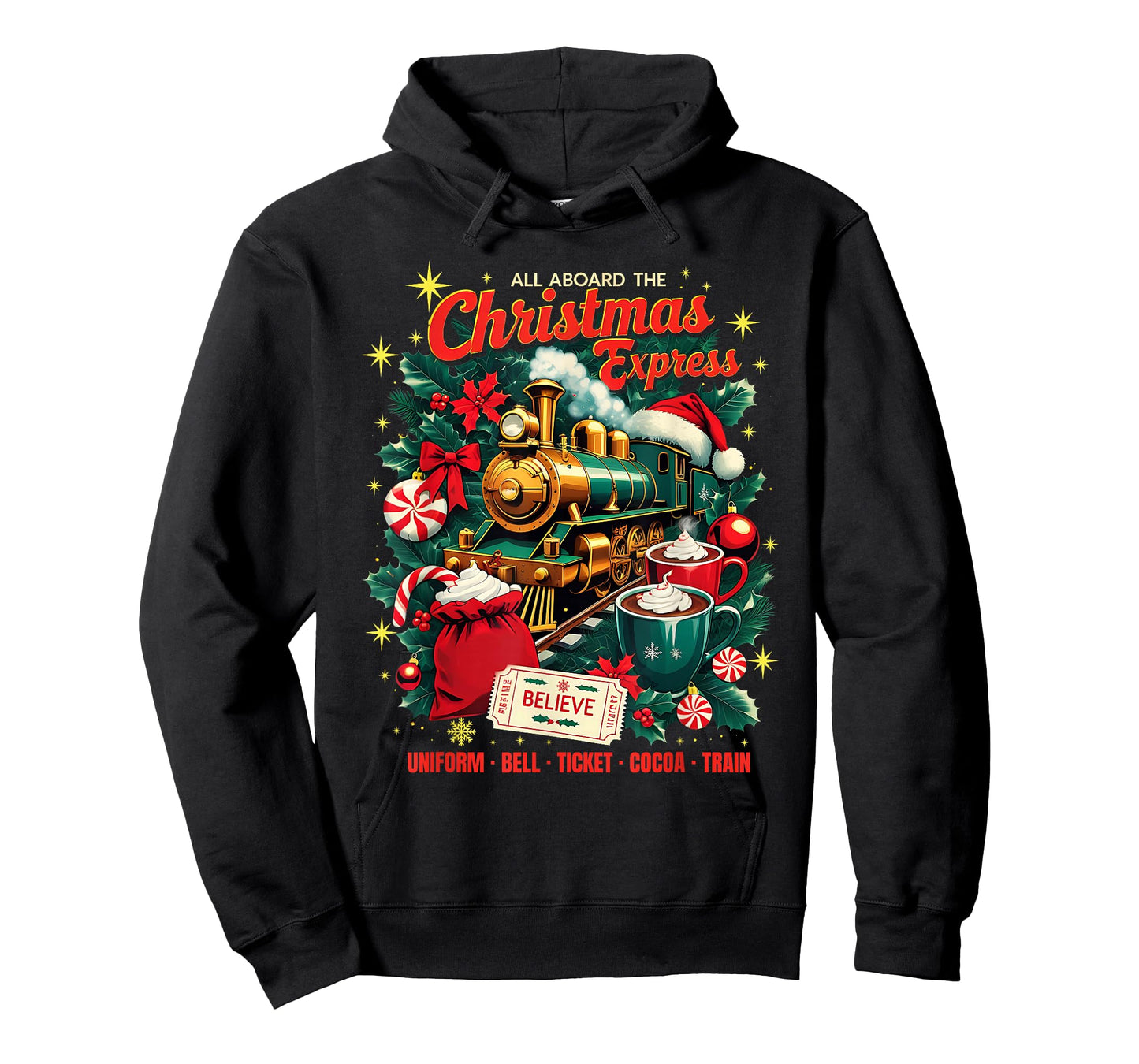 All Aboard The Christmas Express Train Santa Holiday T-Shirt