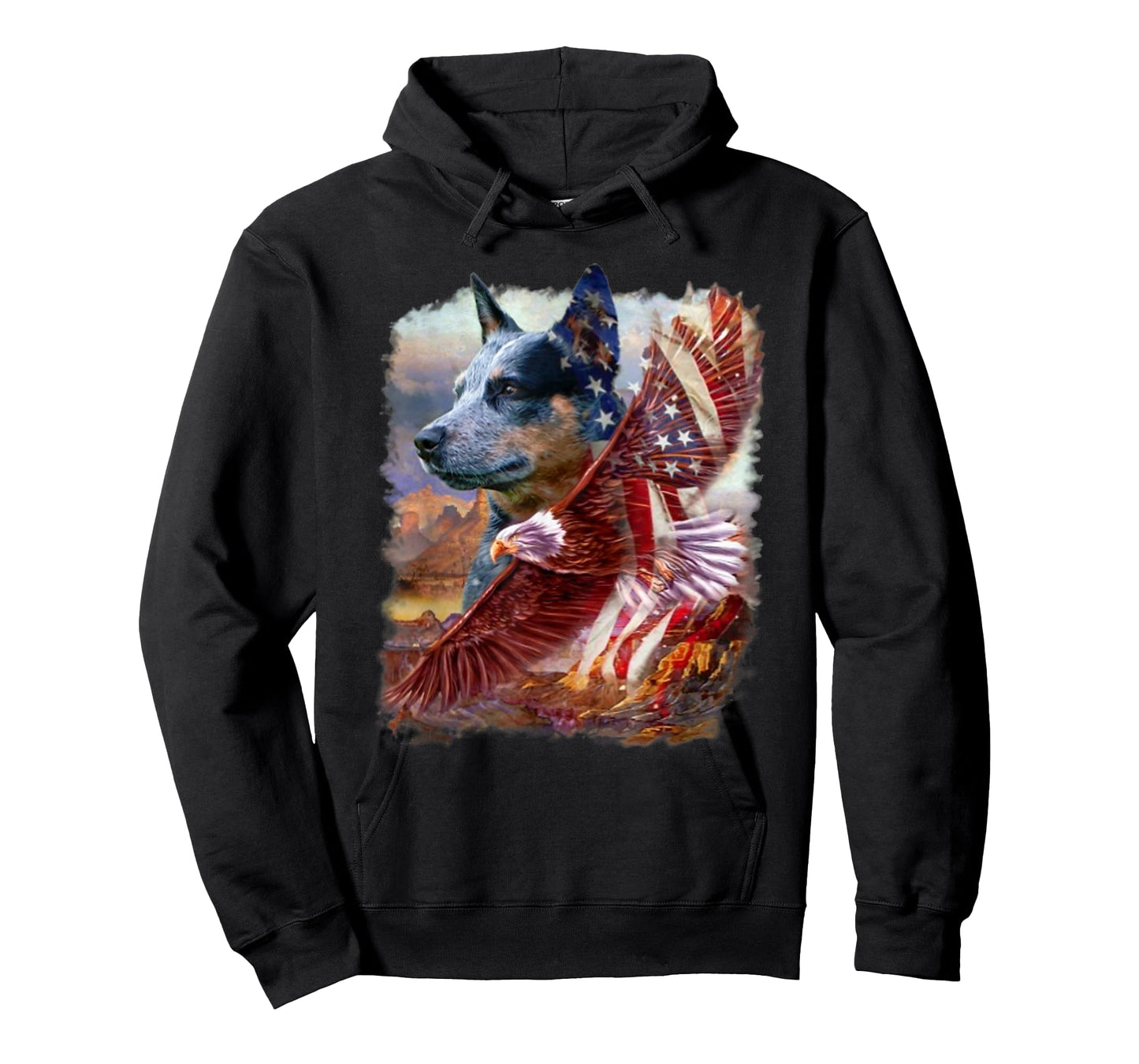 Heeler Dog Eagle American Flag 4th July Independence Day T-Shirt