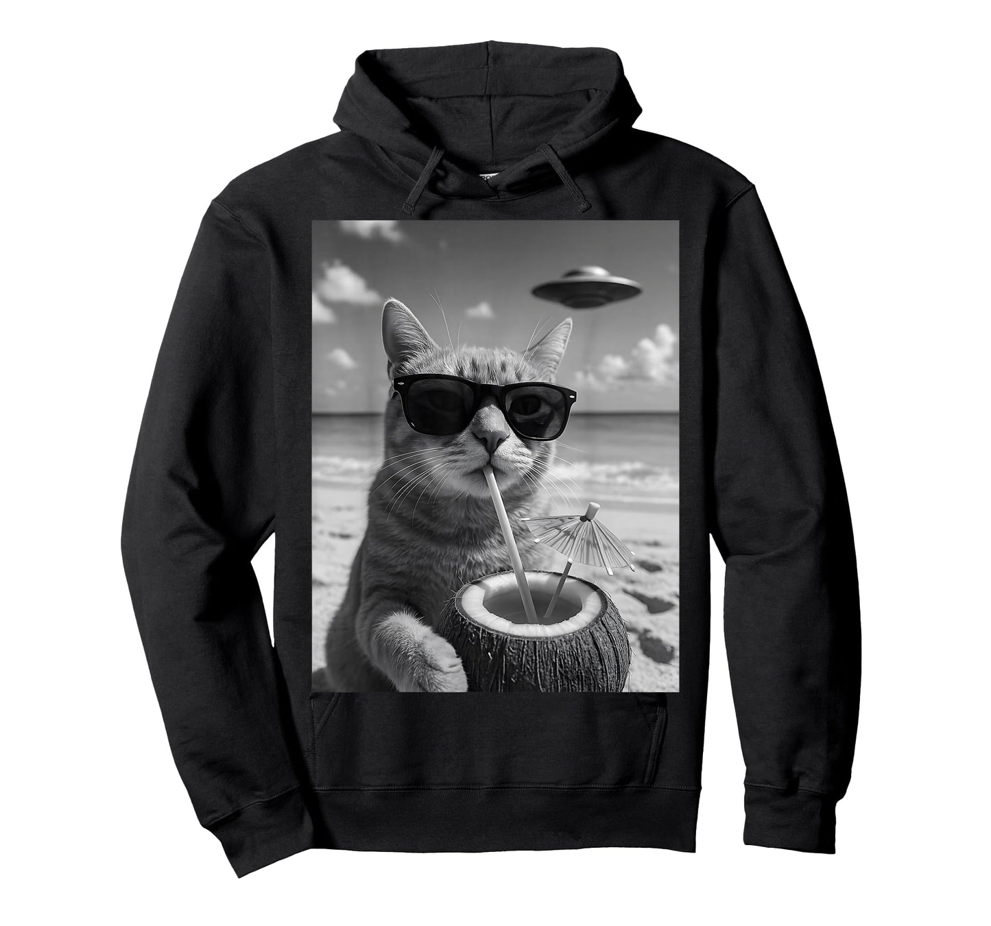 Cat Beach Selfie Ufo T-Shirt