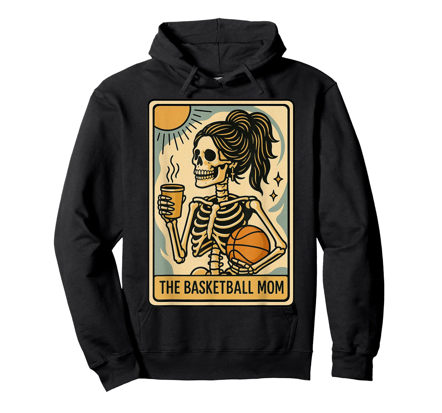 Funny Halloween Basketball Mama Mom Skeleton Tarot Card T-Shirt