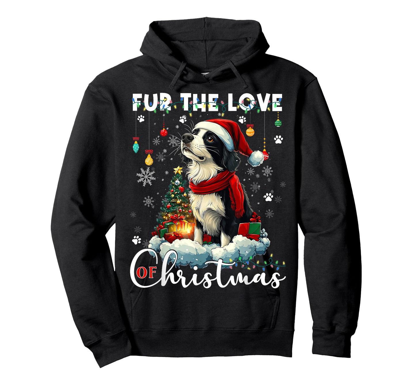 Border Collie Christmas Tree Decorations Dog Lover Xmas Men Women Kids T-Shirt
