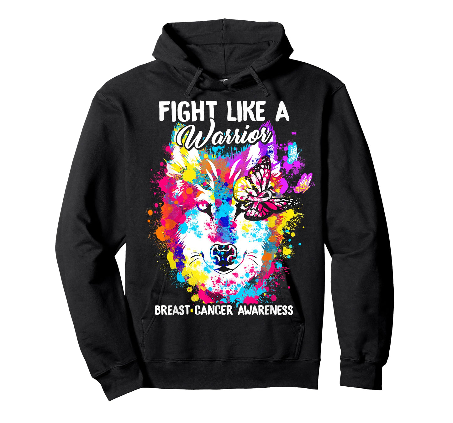 Fight Like A Warrior Breast Cancer Awareness Wolf Butterfly T-Shirt
